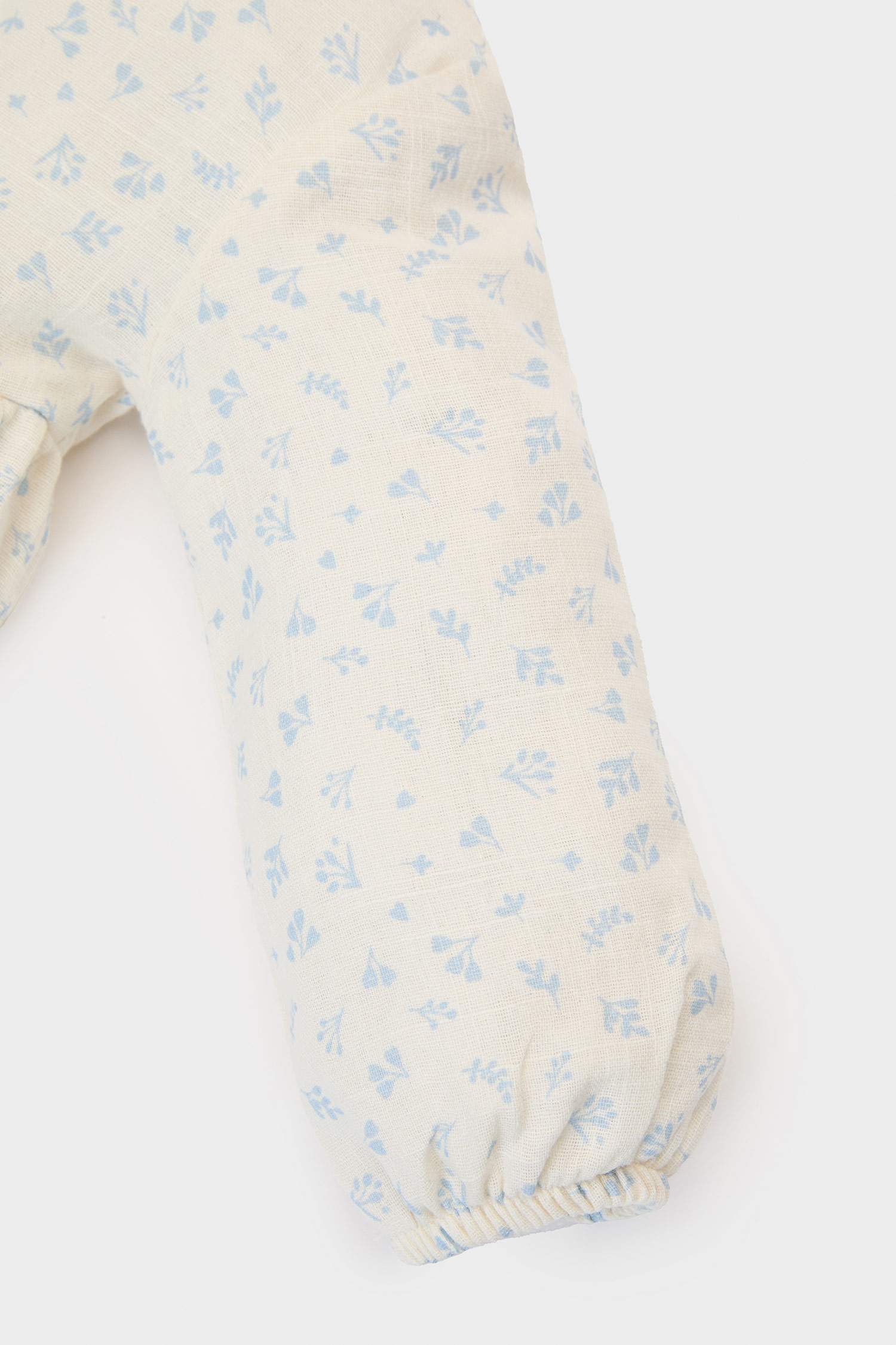 Kız Bebek 2'li Takım Çiçekli Müslin Uzun Kollu Bluz Beli Lastikli Geniş Bol Paça Pantolon