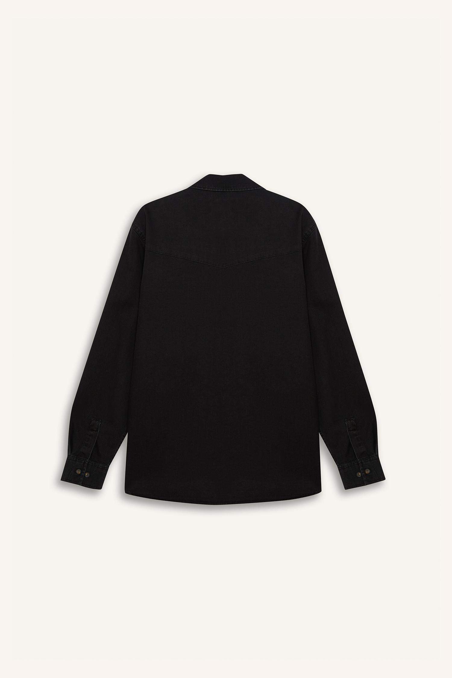 %100 Pamuk Regular Fit Jean Uzun Kollu İnce Gömlek