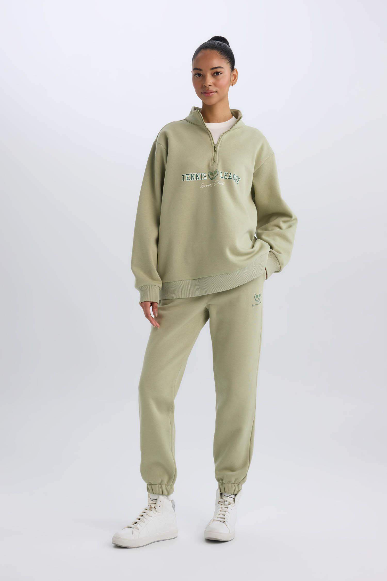 DeFactoFit Kalın Sporcu Jogger Eşofman Altı Cepli Baskılı Standart Boy