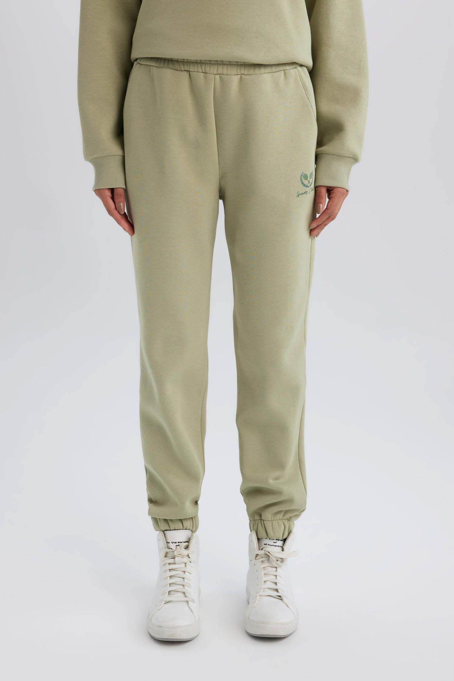 DeFactoFit Kalın Sporcu Jogger Eşofman Altı Cepli Baskılı Standart Boy