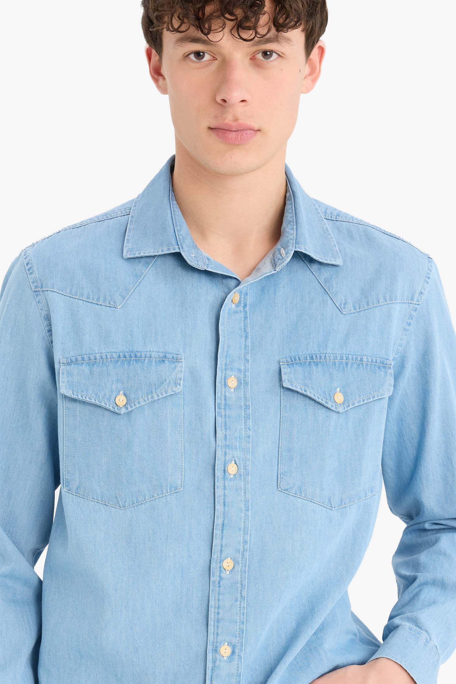 Regular Fit Denim Long Sleeve Shirt