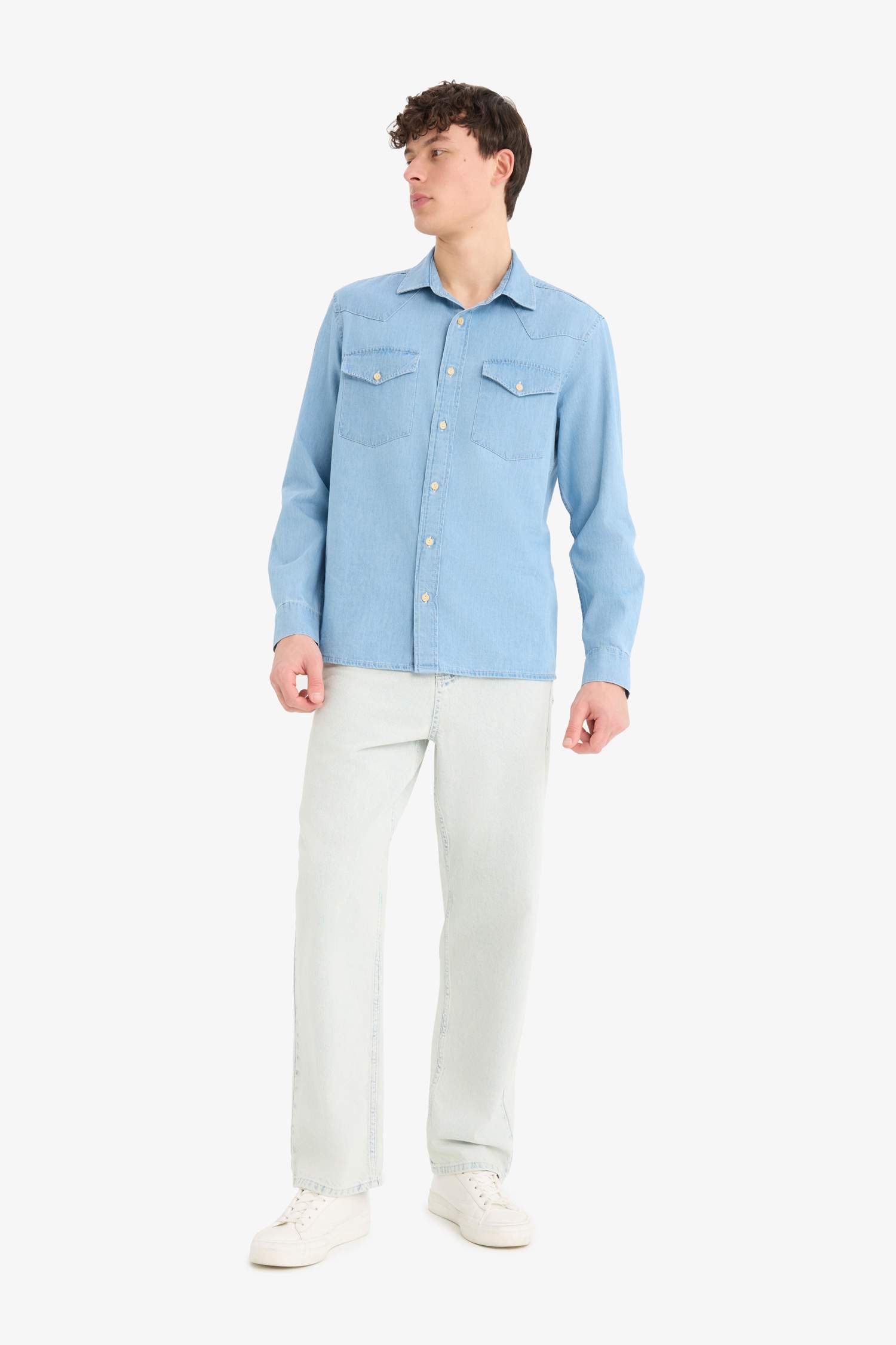 Regular Fit Denim Long Sleeve Shirt