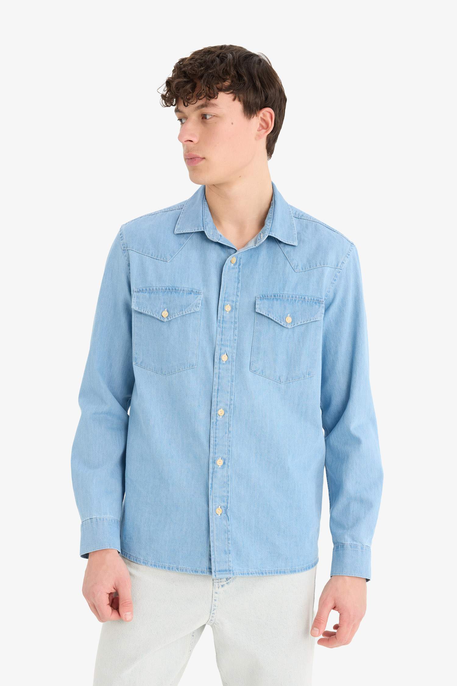 Regular Fit Denim Long Sleeve Shirt
