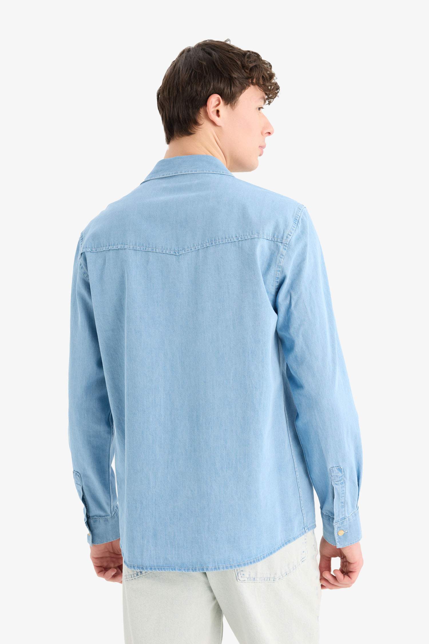 قميص جينز ردن طويل قصة عادية