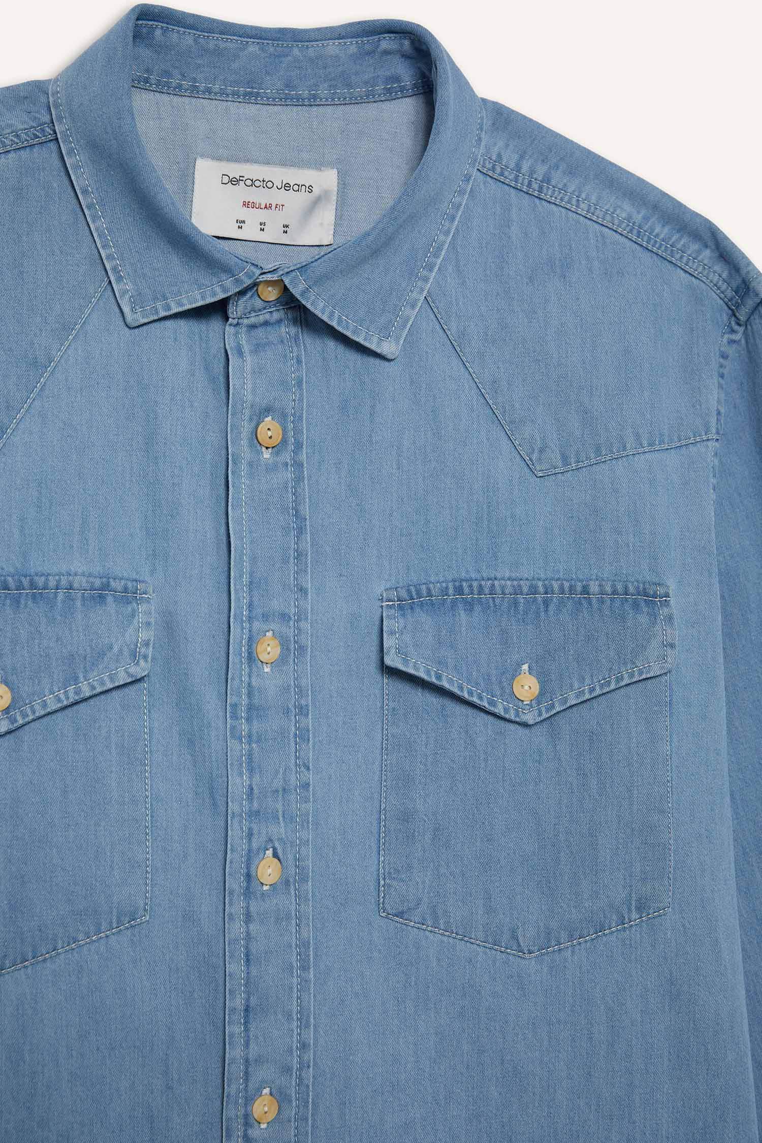 قميص جينز ردن طويل قصة عادية