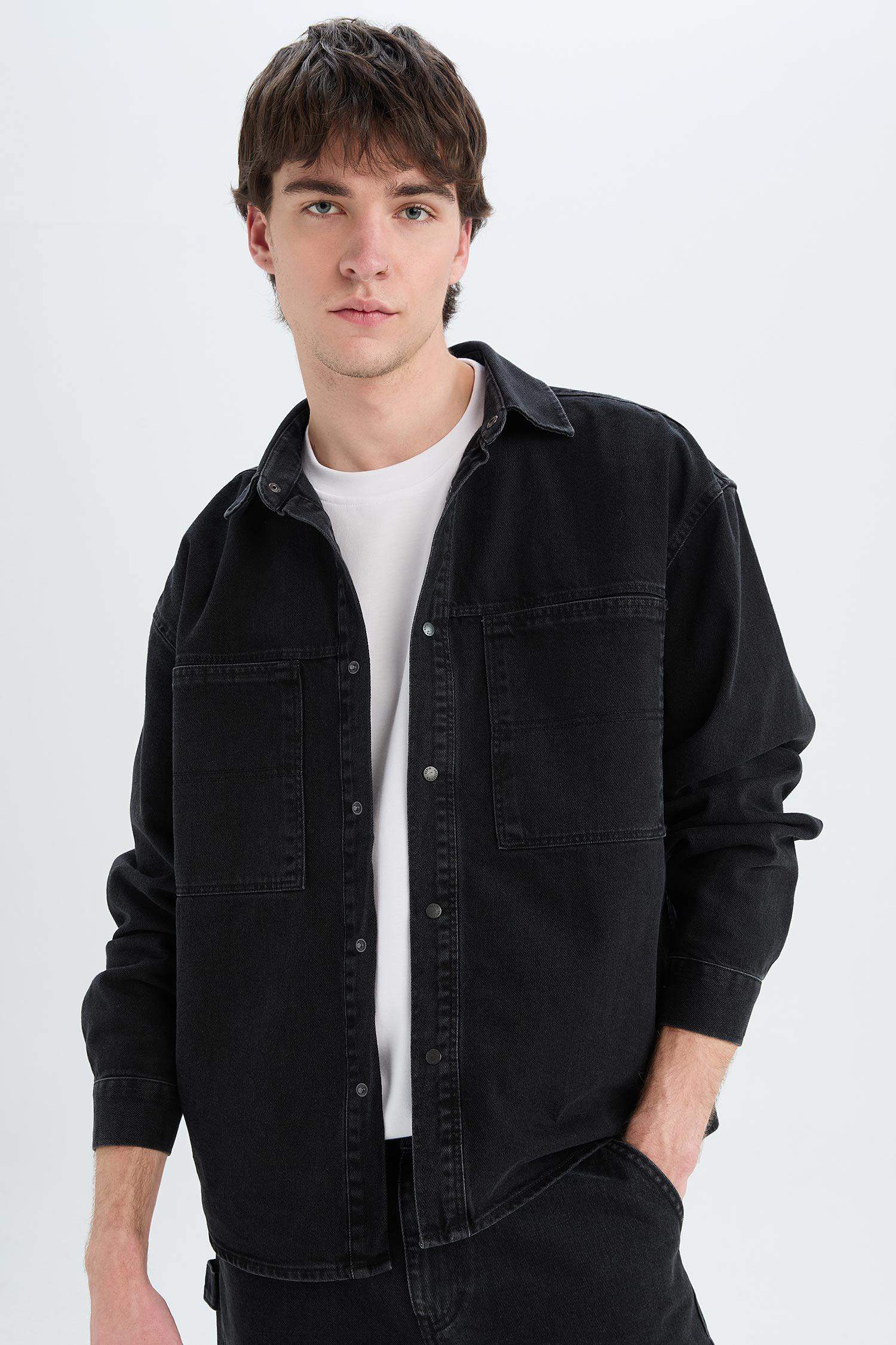 Oversize Fit Long Sleeve Denim Shirt
