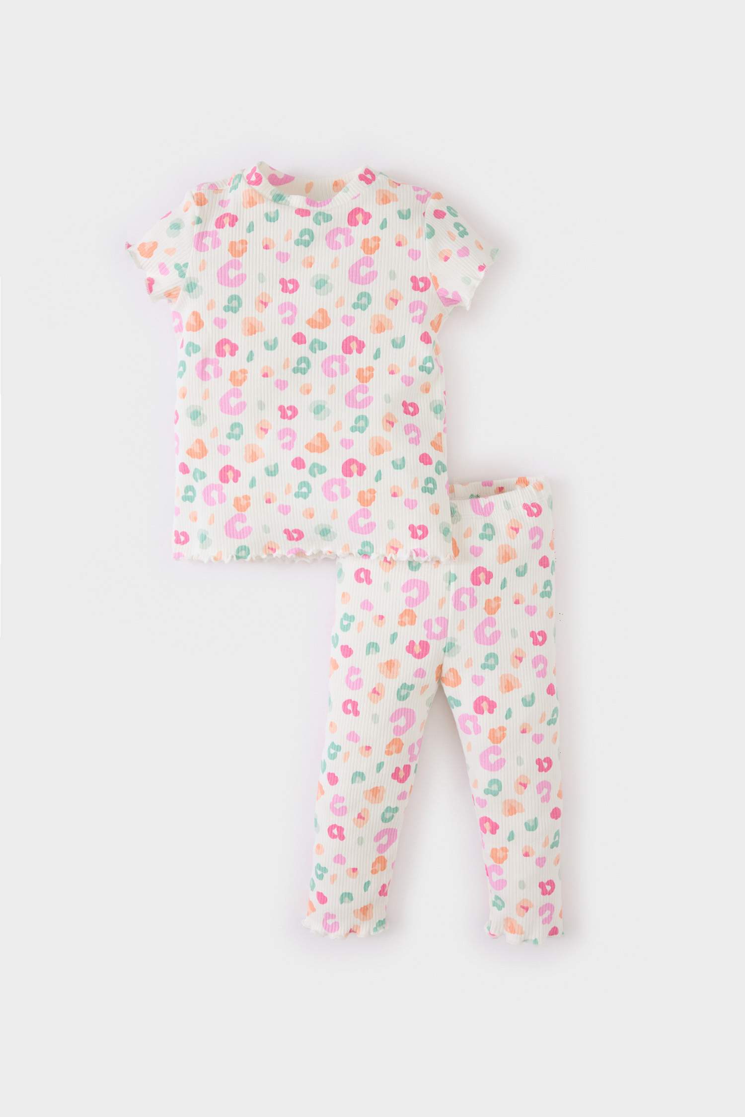 طقم بناتي تايجر تيشيرت وليجن مضلع قصة عادية - قطعتين