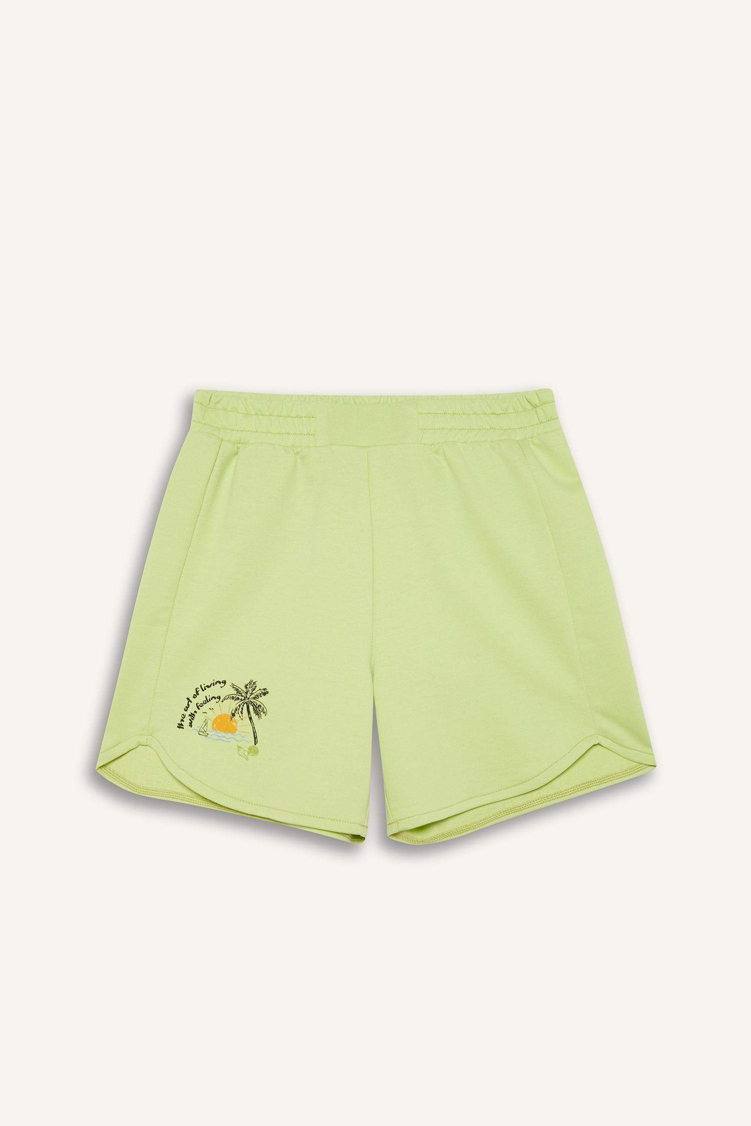 شورت بنات مطبوع بخصر مطاطي