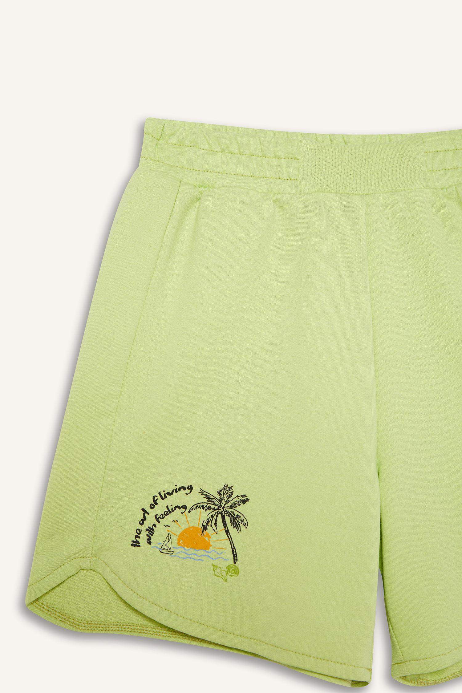 شورت بنات مطبوع بخصر مطاطي