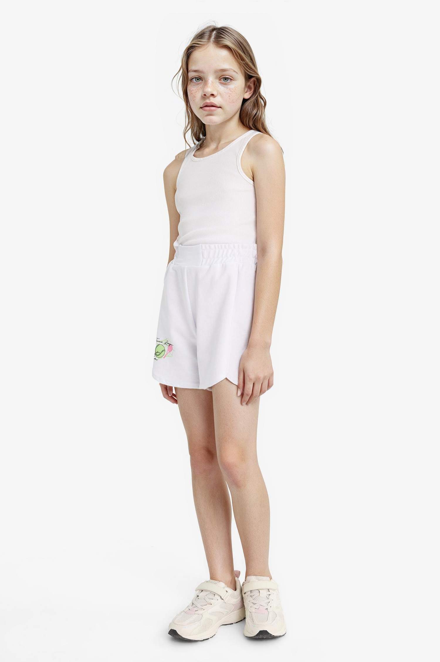 Girl Elastic Waist Printed Shorts