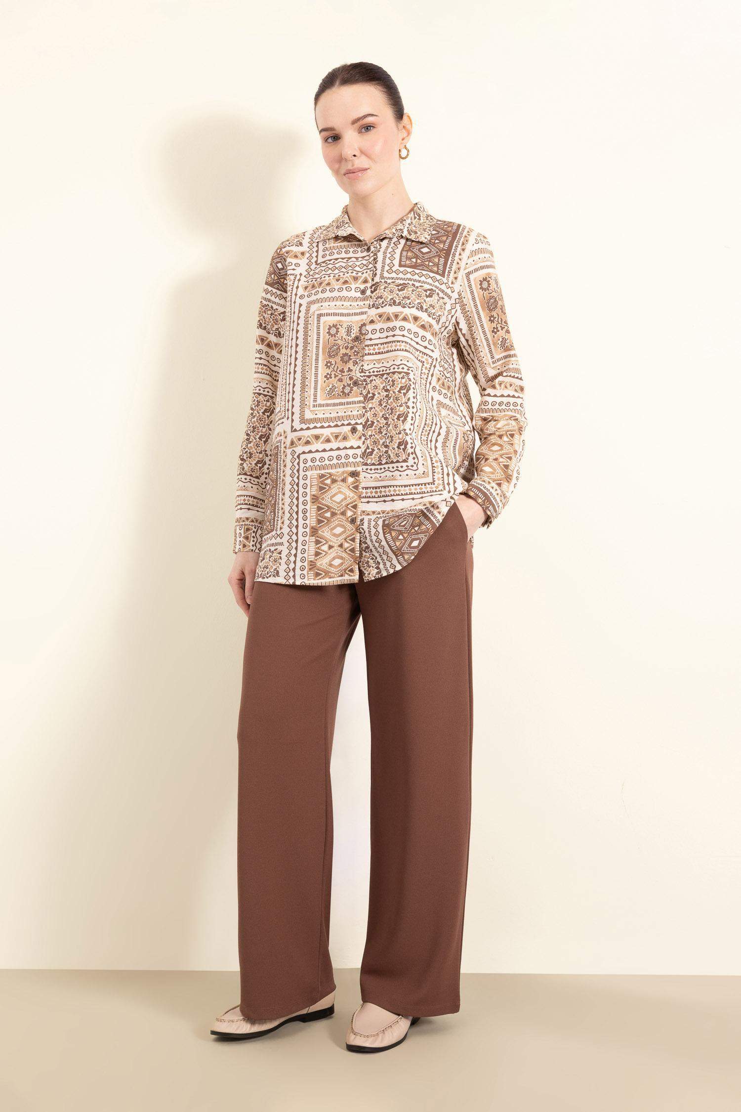 Regular Fit Cepli Krep Geniş Paça Palazzo Pantolon