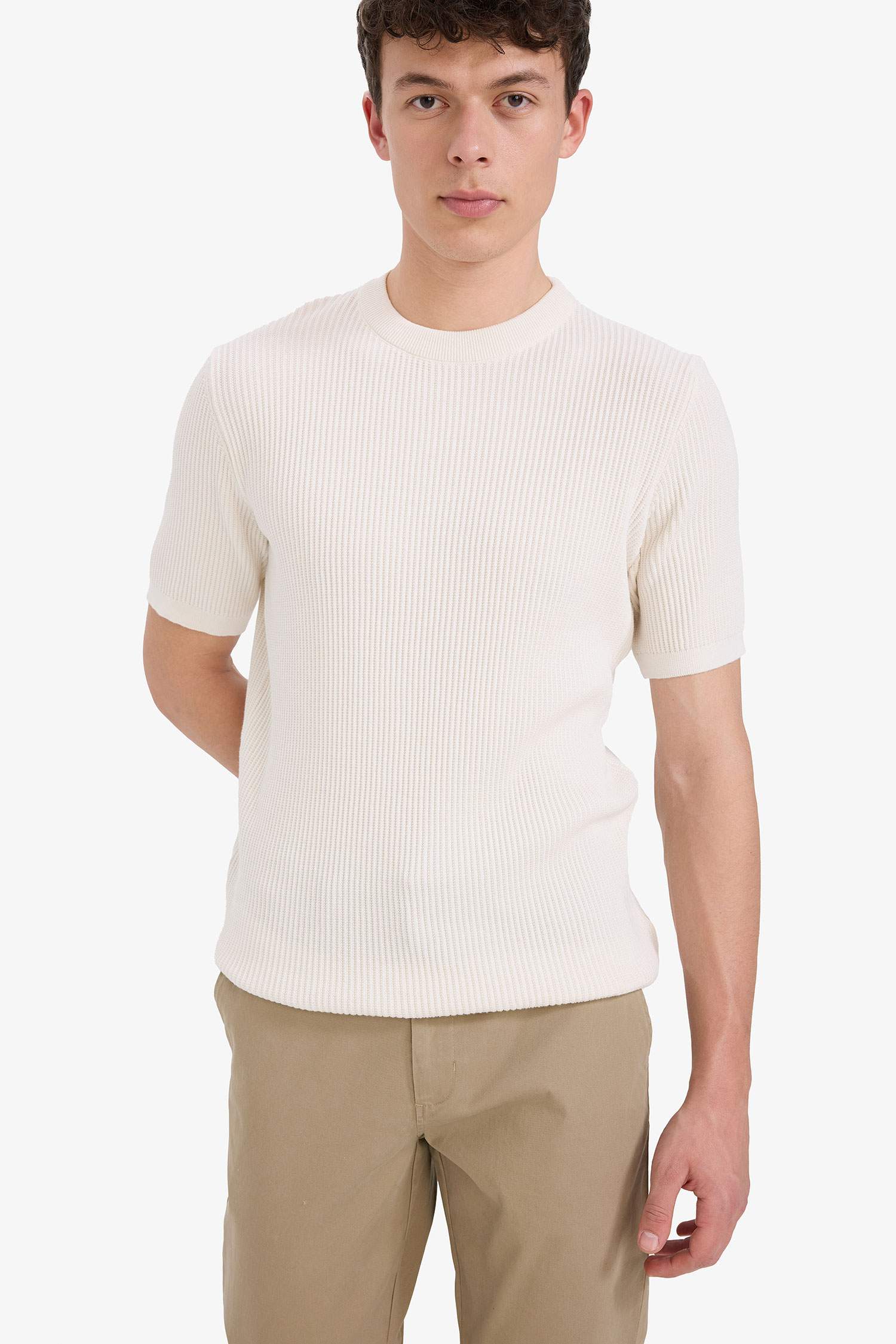 Cotton Standard Fit Crew Neck Knitwear T-Shirt