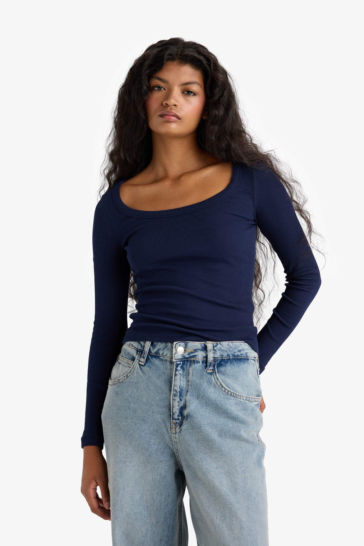 Slim Fit Round Neck Basic Ribbed T-Shirt