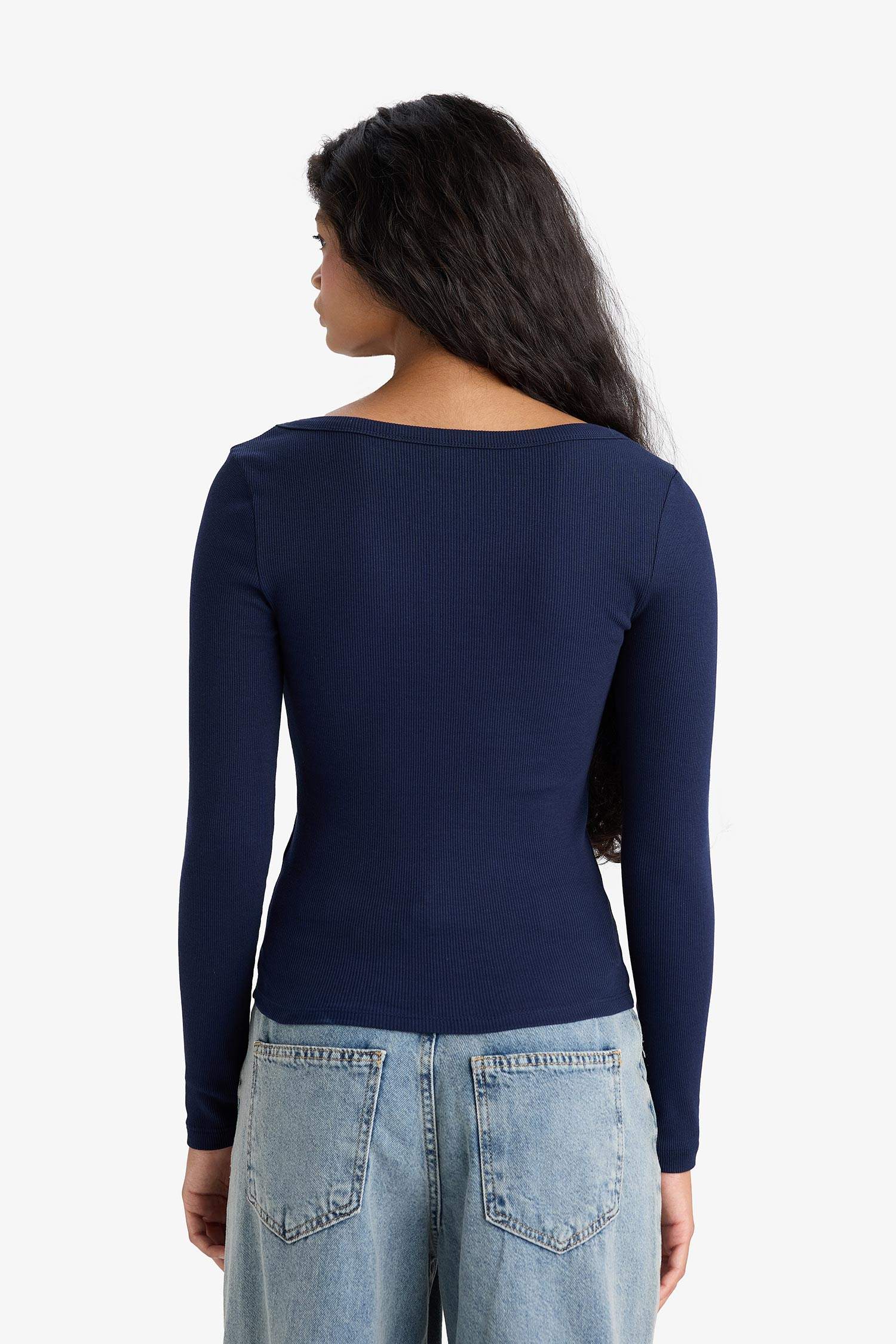 Slim Fit Round Neck Basic Ribbed T-Shirt