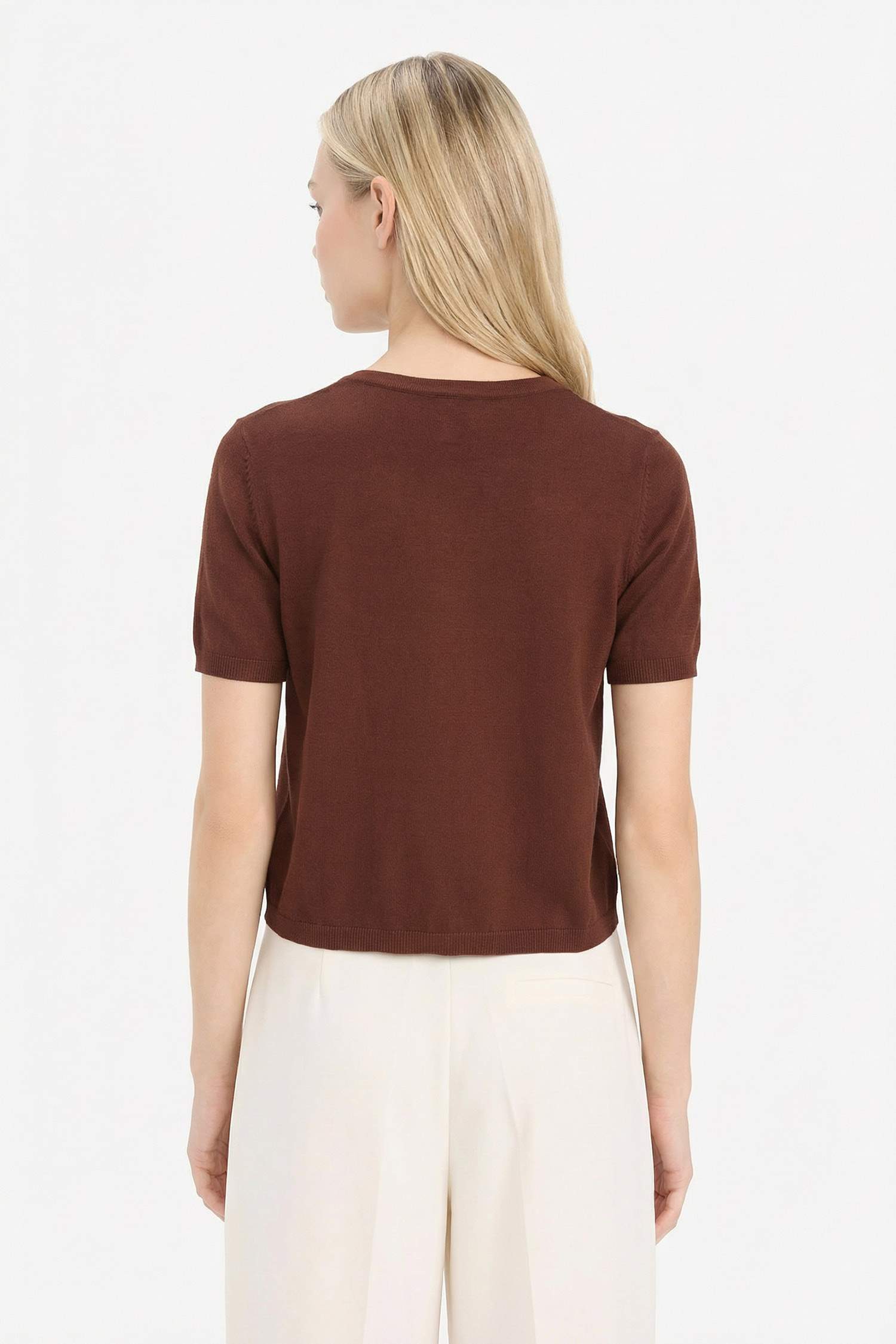 Regular Fit Bisiklet Yaka Düğmeli Kısa Kollu Hırka