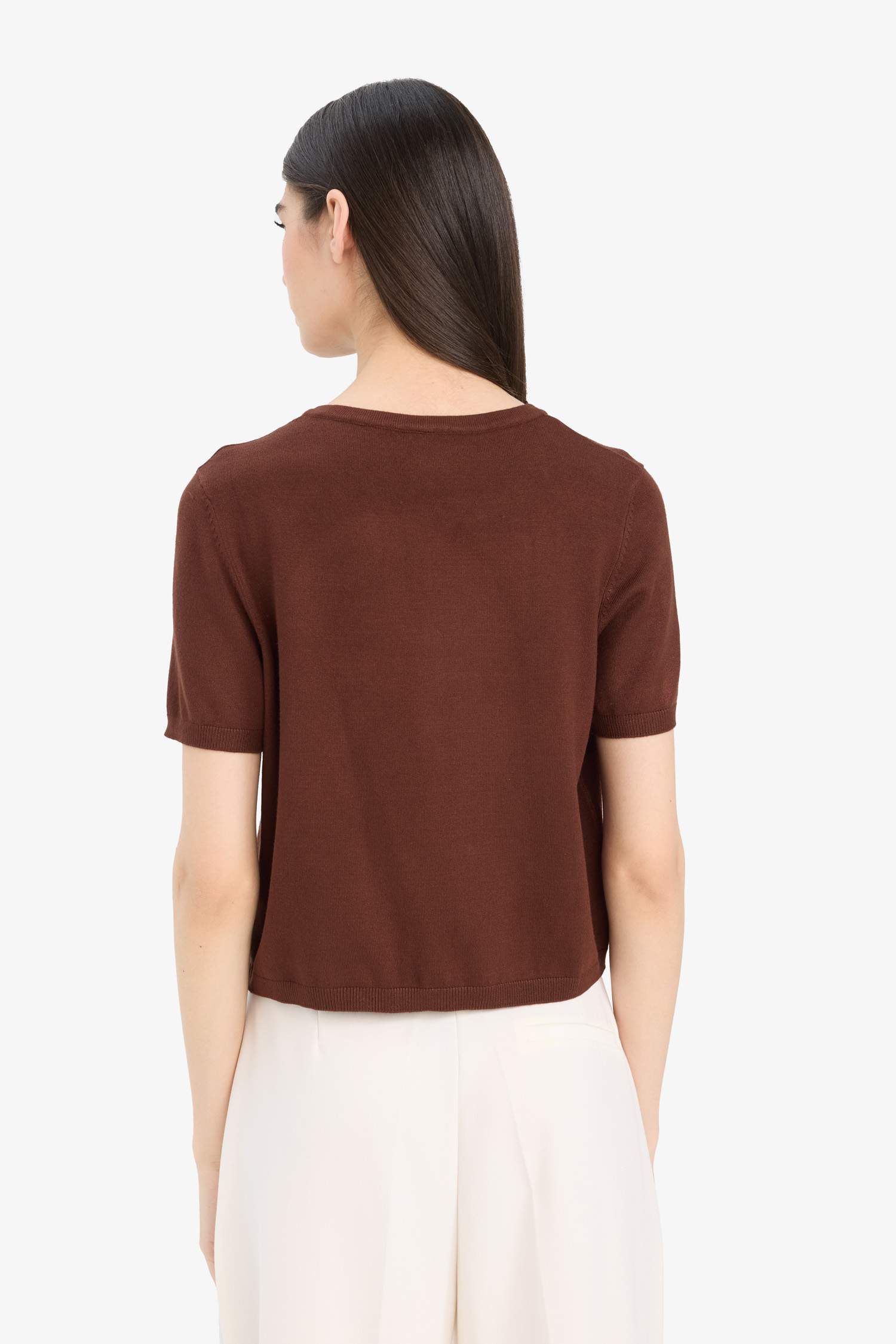 كارديجان نص كم قصة عادية برقبة دائرية وبأزرار