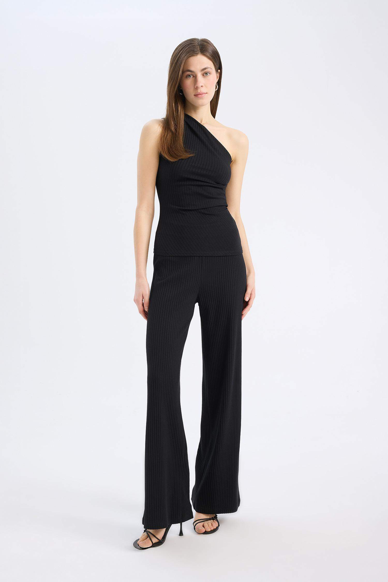 Slim Fit Dar Kesim Fitilli Kaşkorse Basic Düz Pantolon