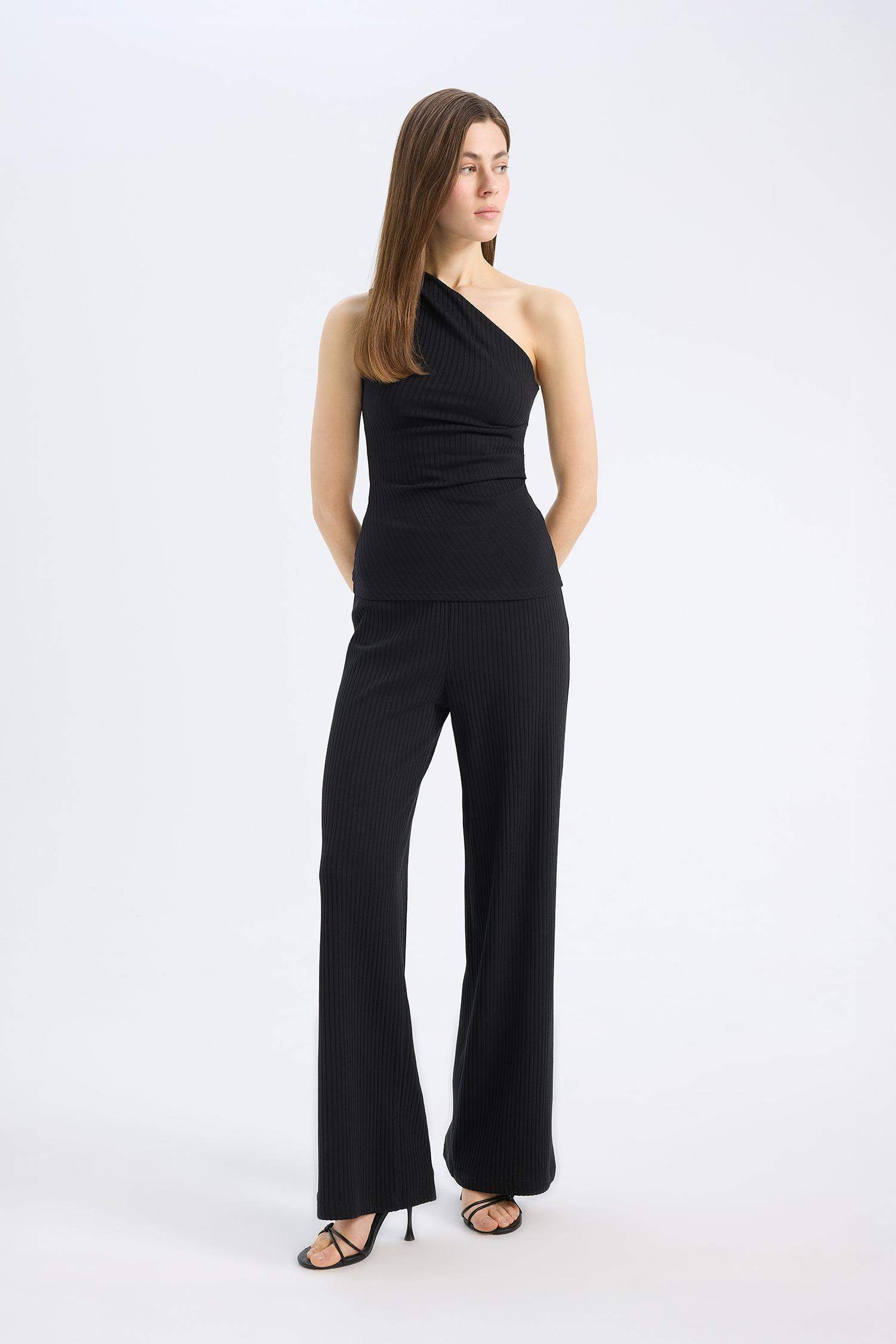 Slim Fit Dar Kesim Fitilli Kaşkorse Basic Düz Pantolon