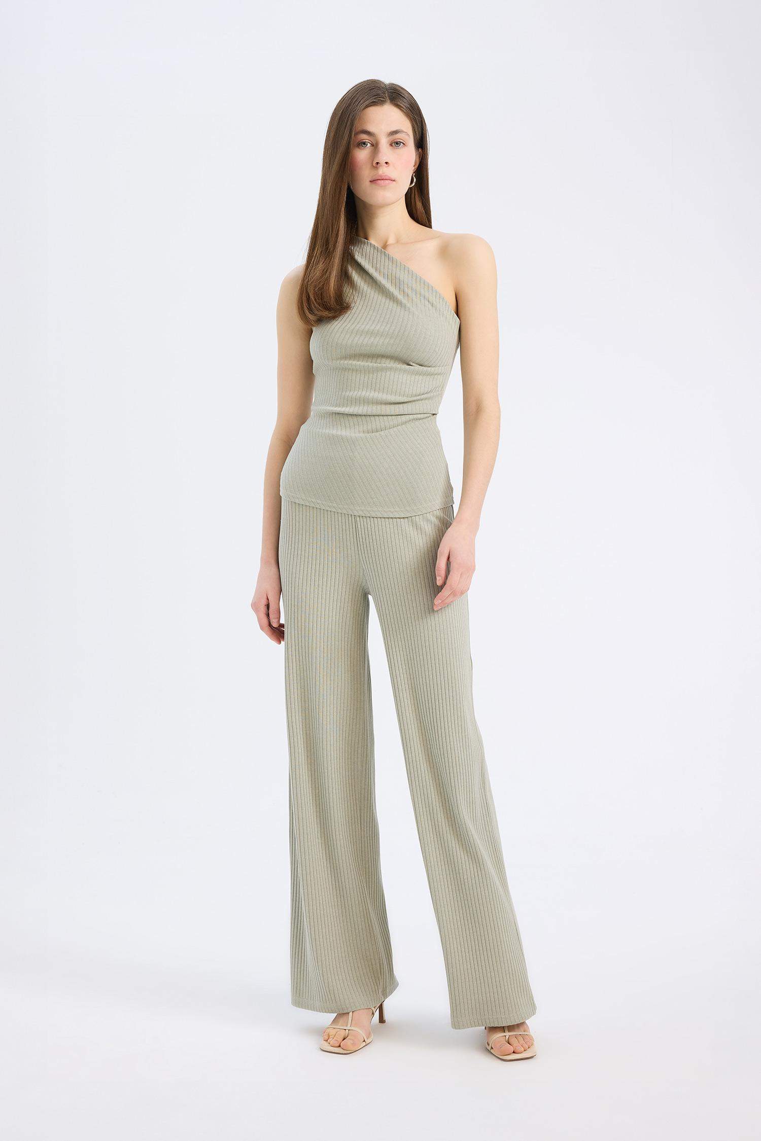 Slim Fit Dar Kesim Fitilli Kaşkorse Basic Düz Pantolon