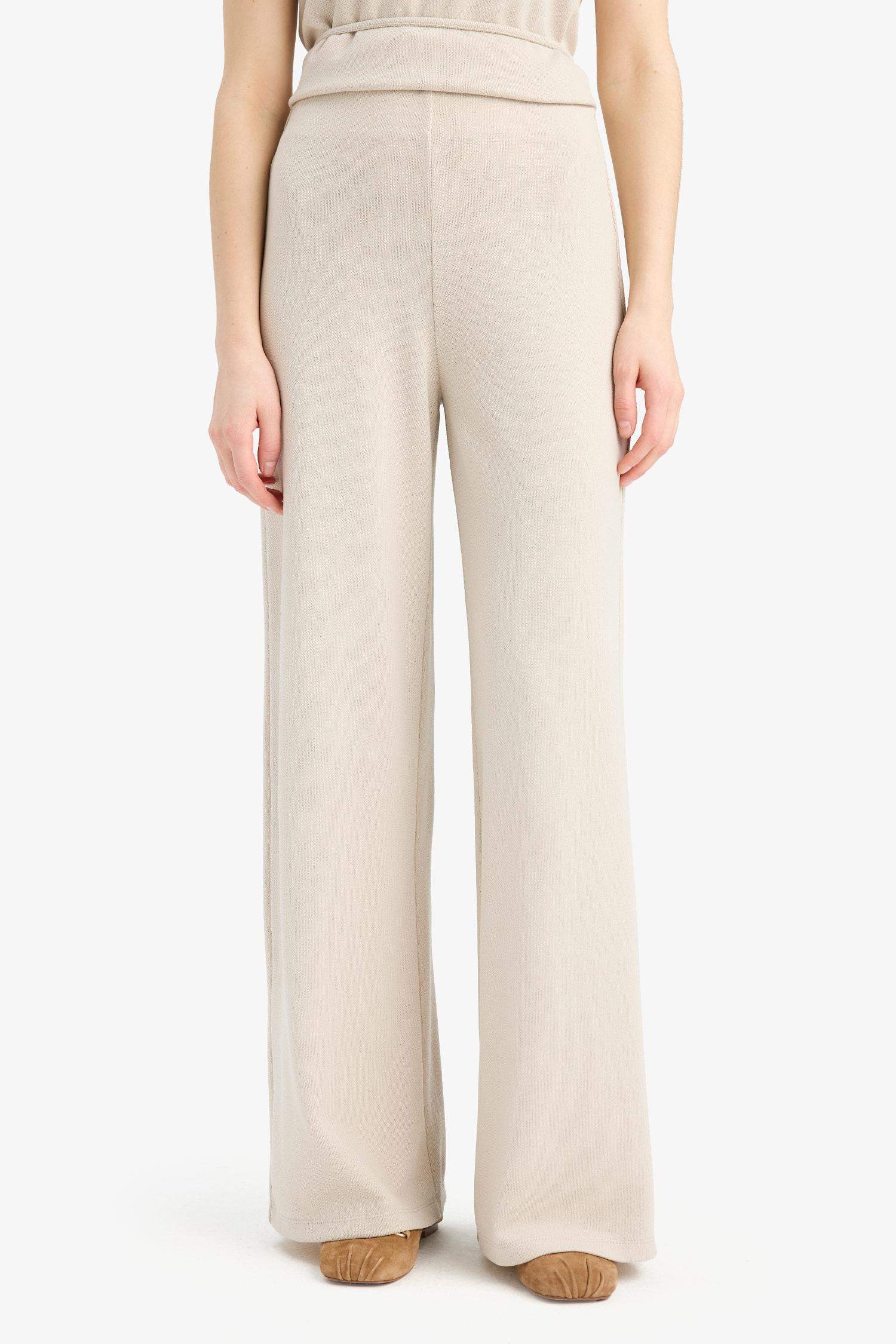 Wide Leg Pique Trousers