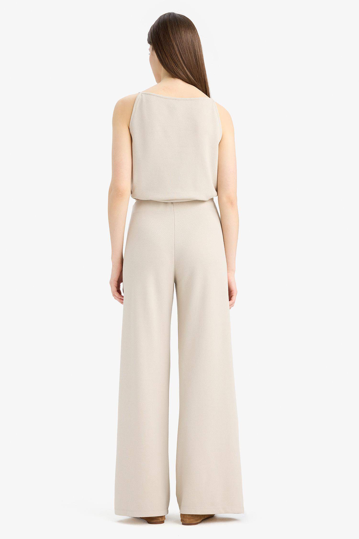 Wide Leg Pique Trousers