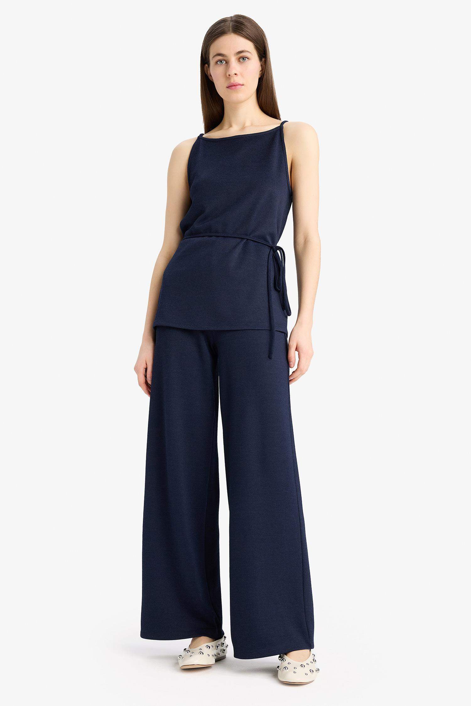 Basic Pique Wide Leg Trousers