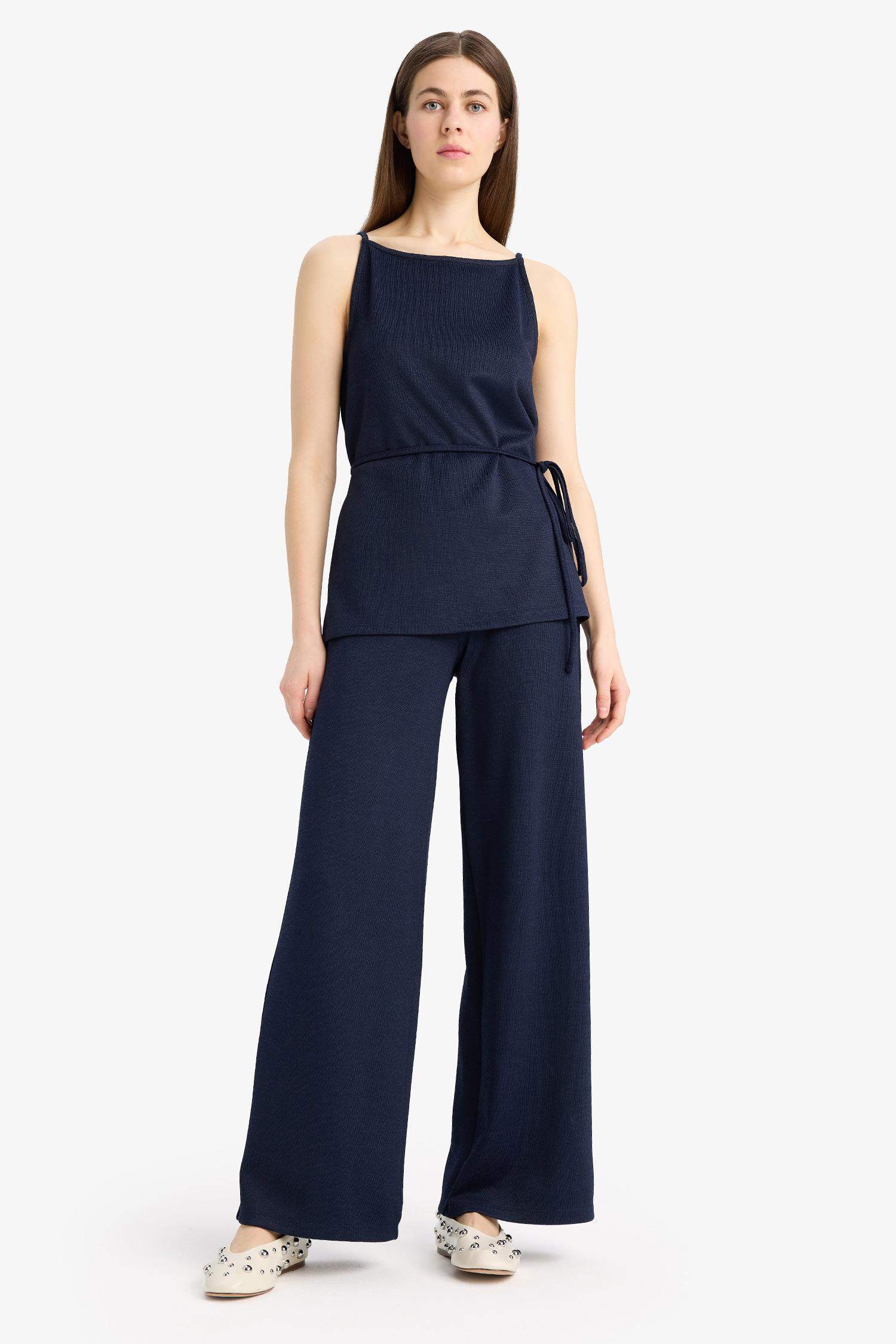 Basic Pique Wide Leg Trousers