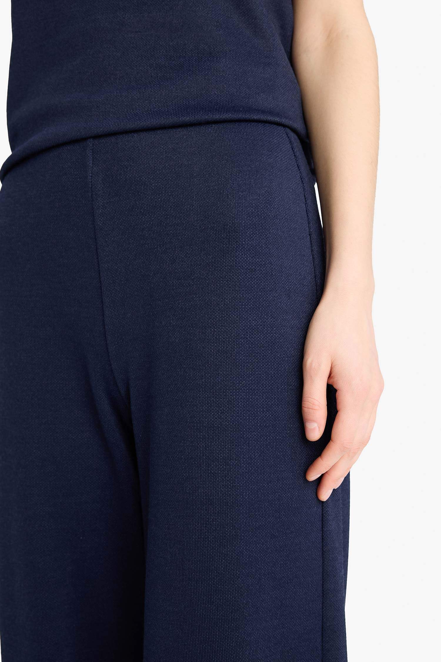 Basic Pique Wide Leg Trousers