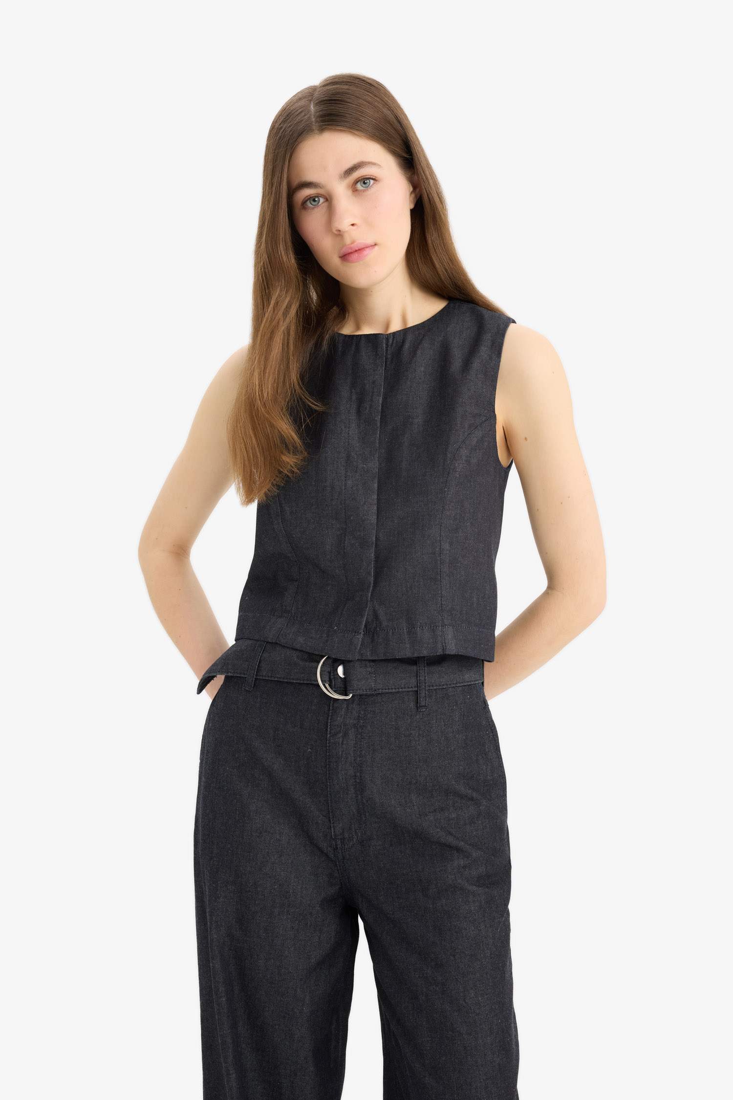 Yıkamalı Soluk Efektli Yumuşak Jean Yelek