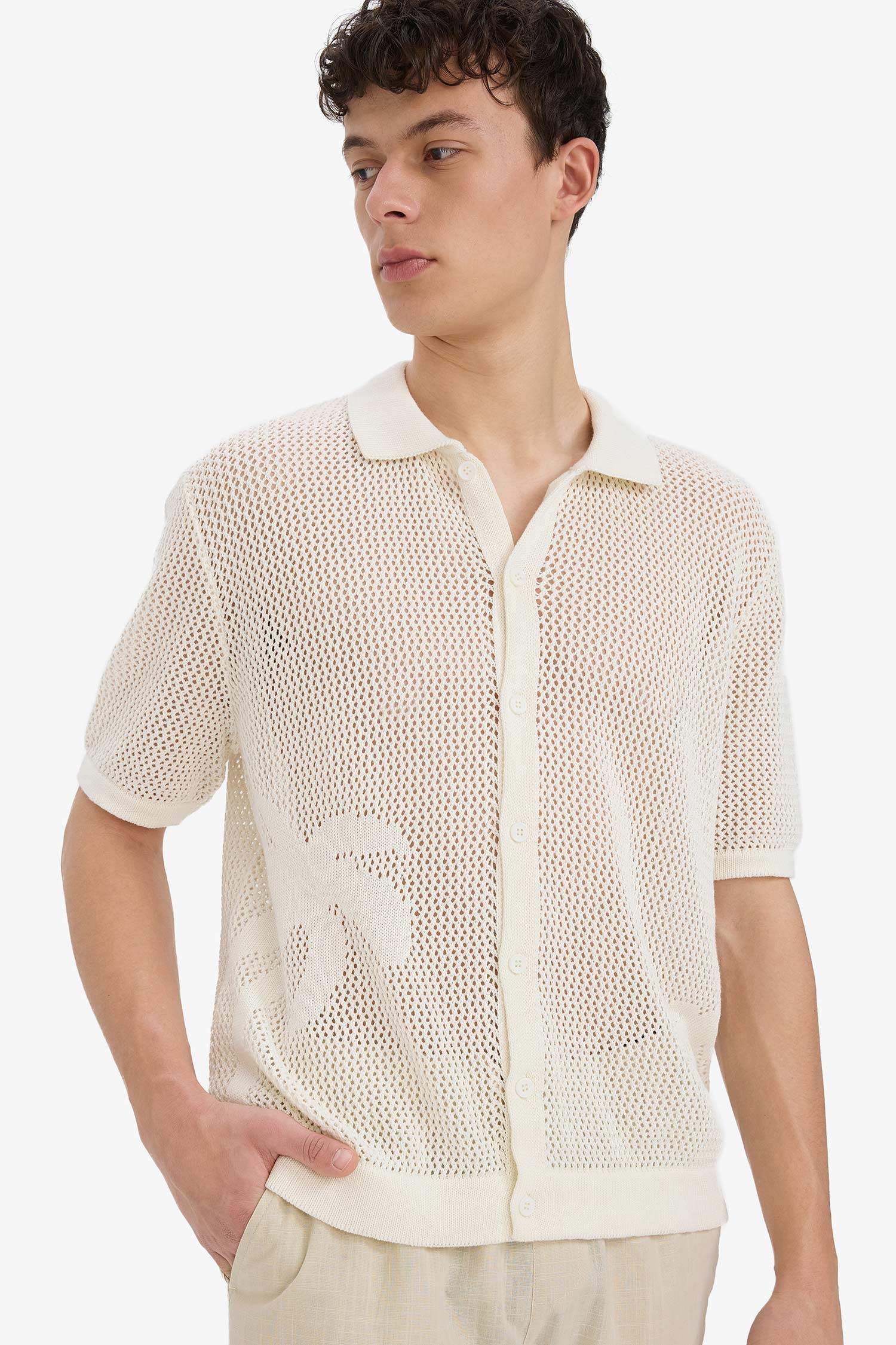 T-shirt Polo tricot oversize à manches courtes