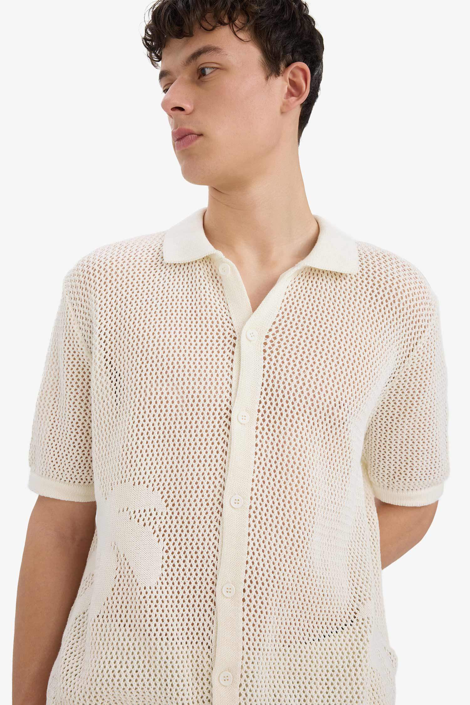 T-shirt Polo tricot oversize à manches courtes