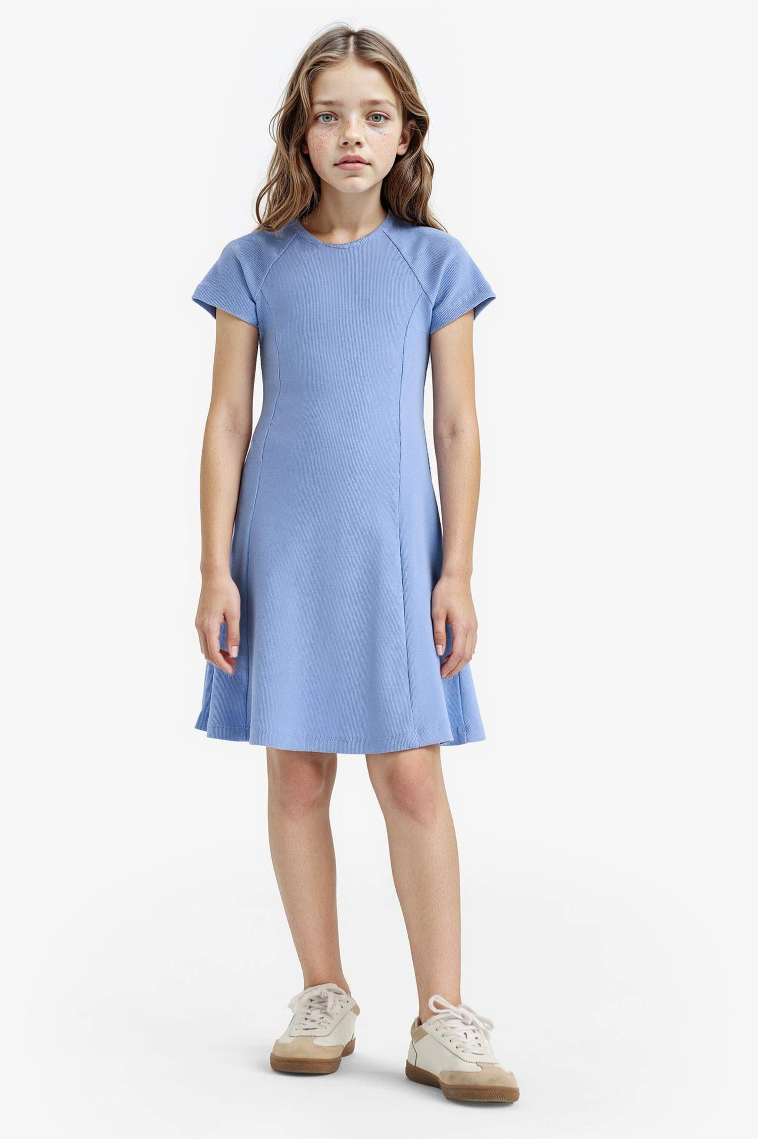 A Cut Short Sleeve Knitted Dress