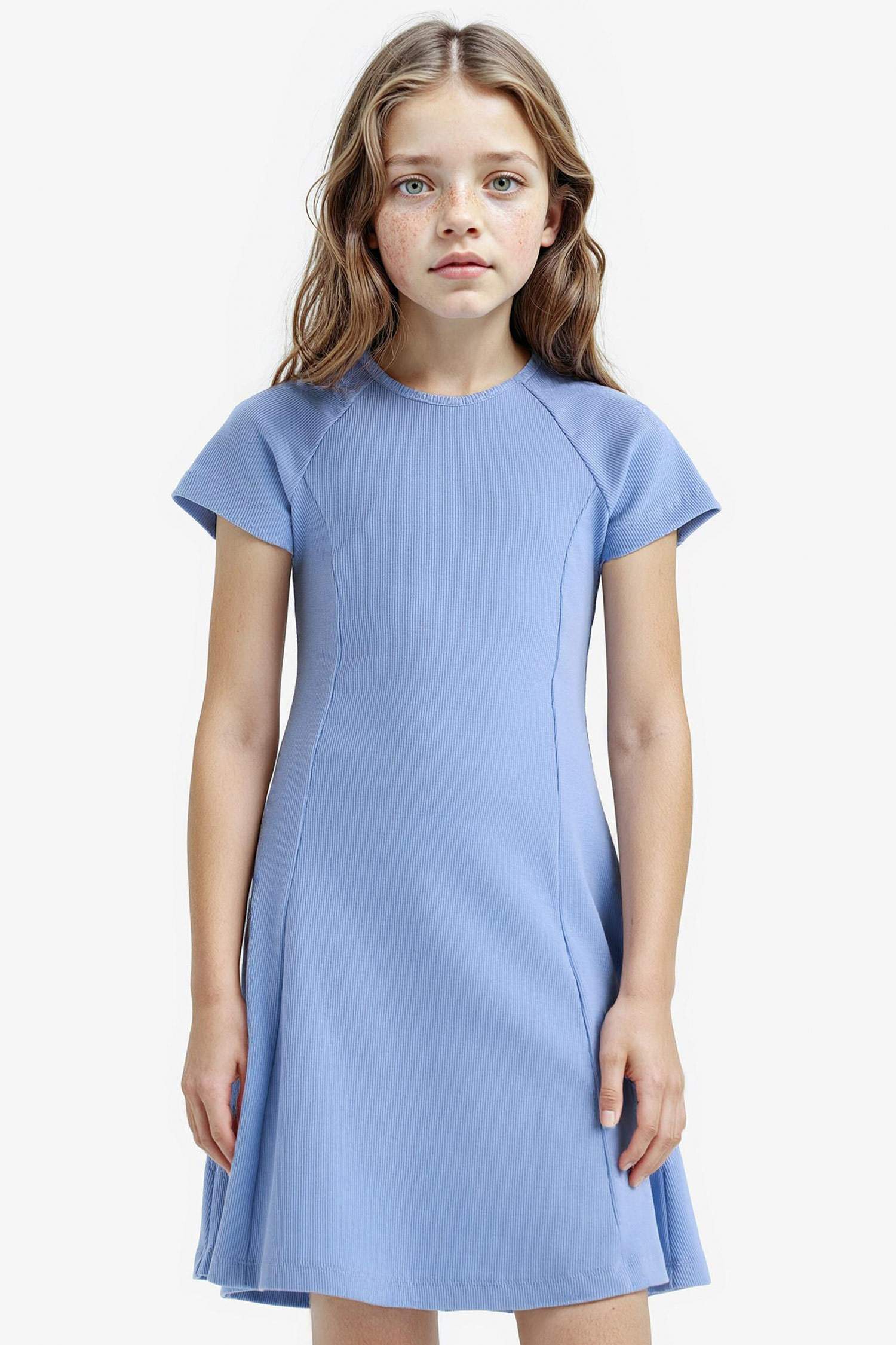 A Cut Short Sleeve Knitted Dress