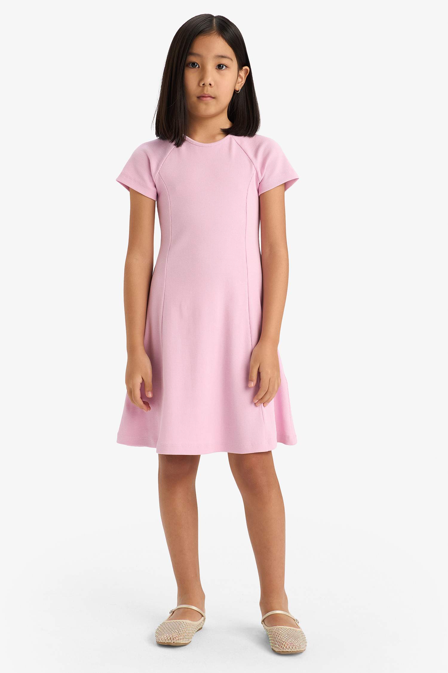 A Cut Short Sleeve Knitted Dress