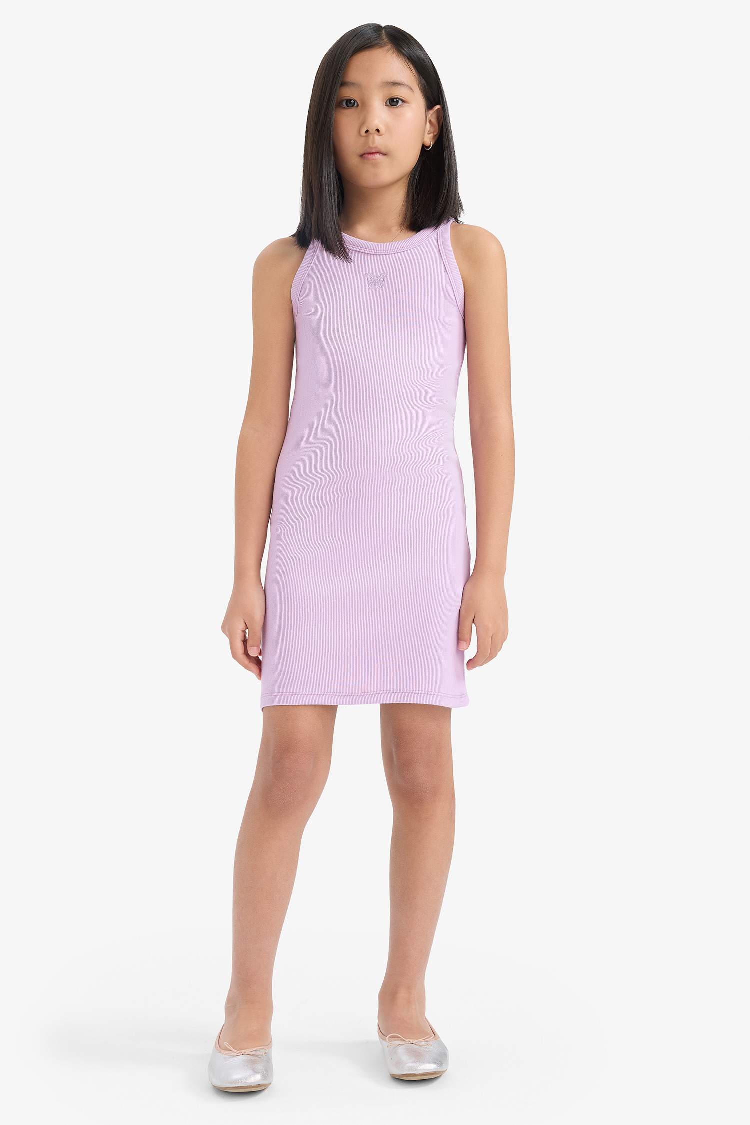 Fitted Crew Neck Corduroy Sleeveless Dress