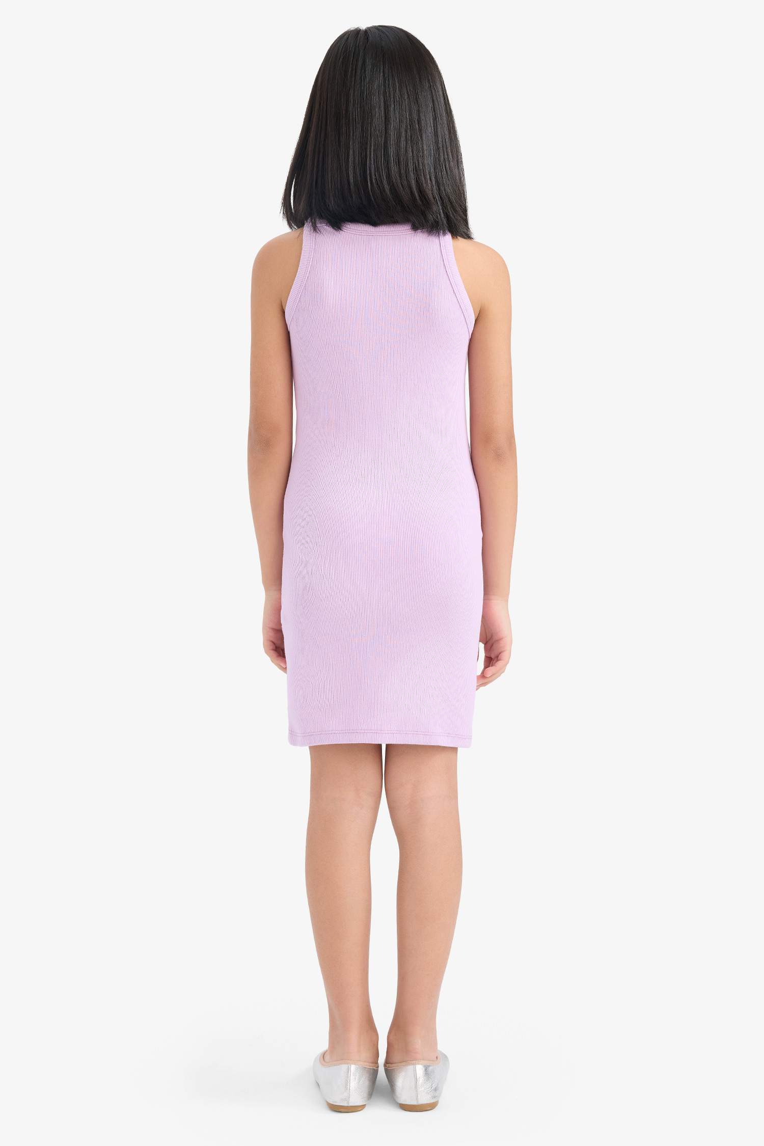 Fitted Crew Neck Corduroy Sleeveless Dress