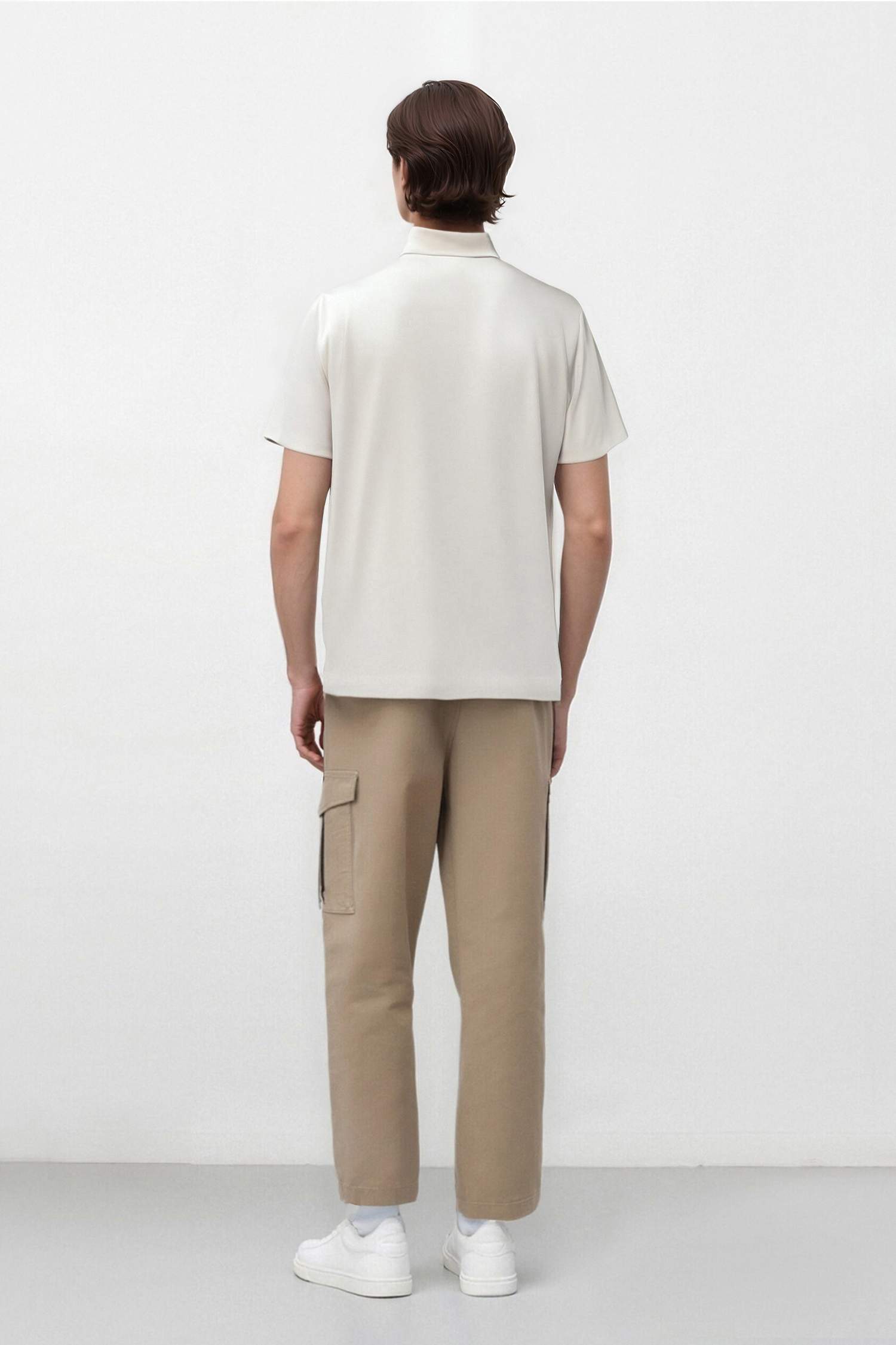 Loose Comfortable Fit Wide Leg Gabardine Cargo Pants