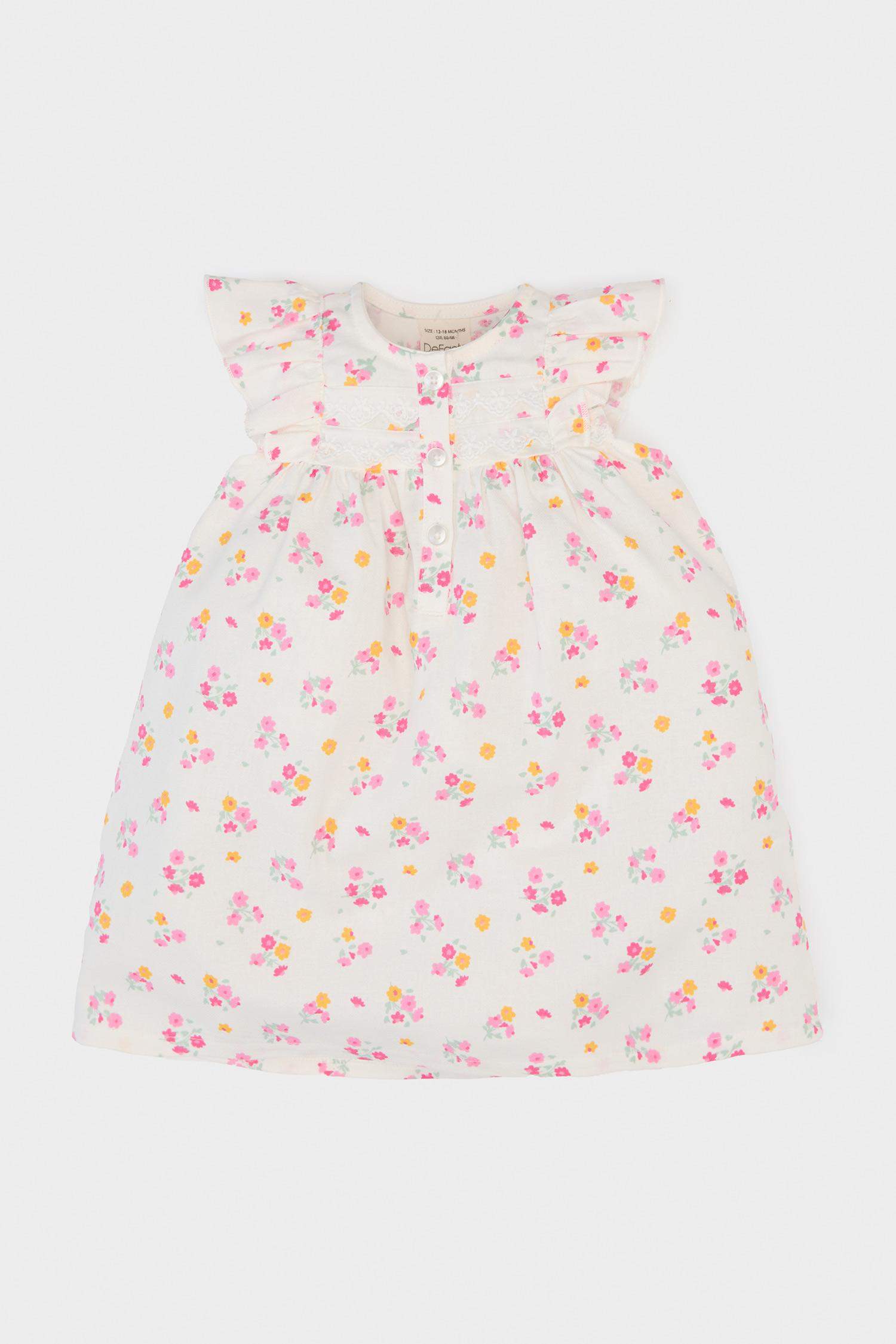 Baby Girl Floral Short Sleeve Twill Dress