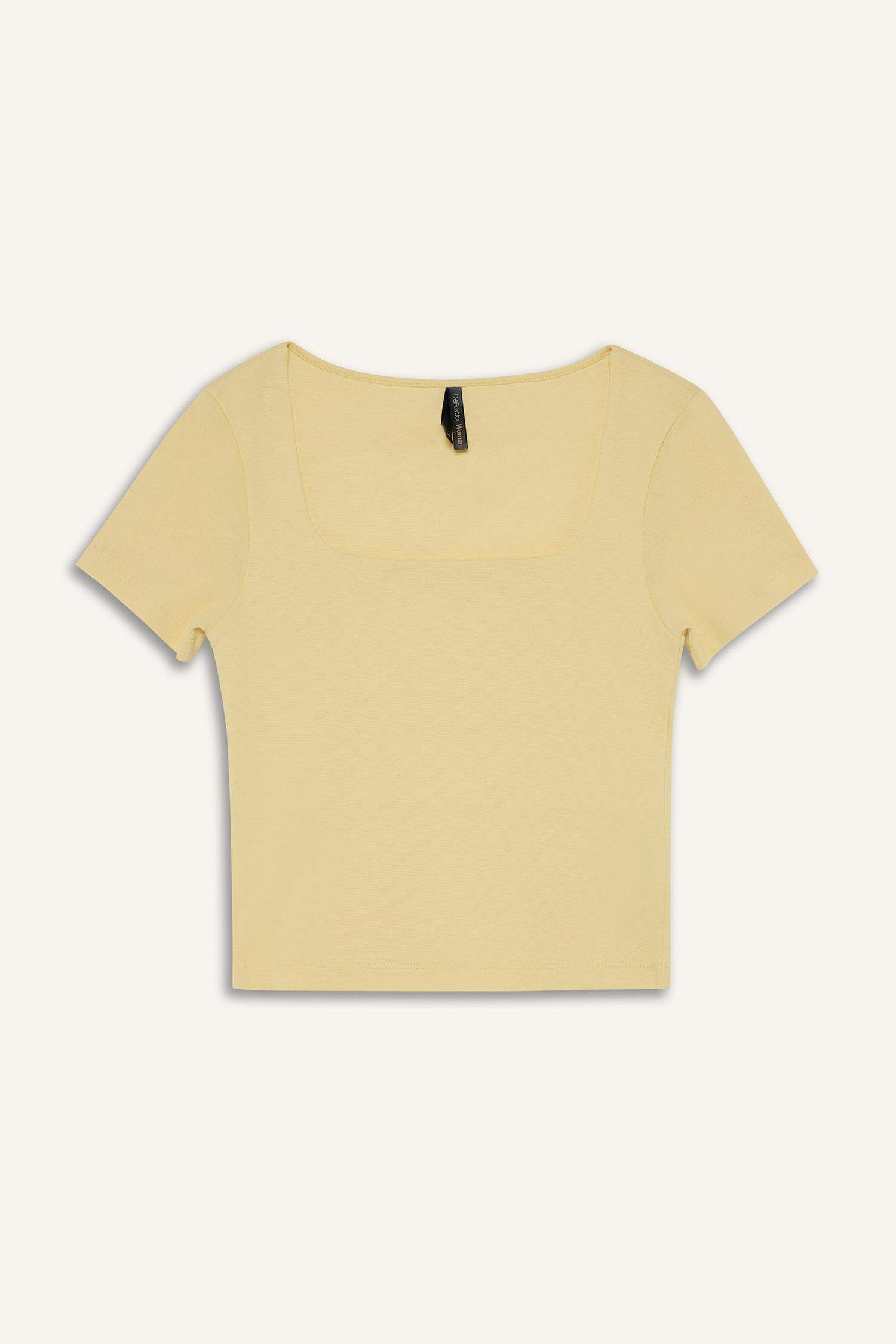 Обтягивающая футболка Slim Fit с квадратным вырезом в рубчик