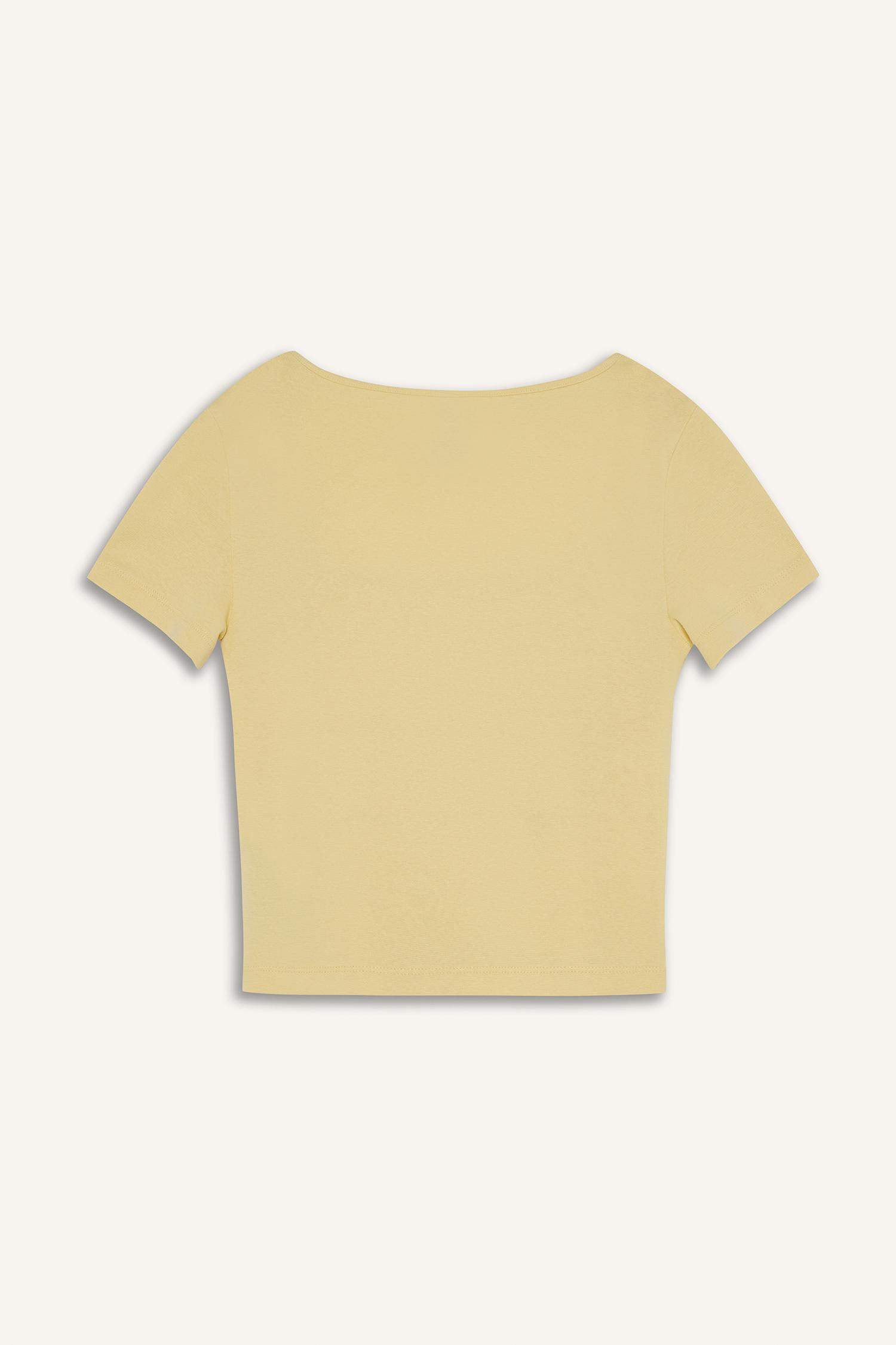 Обтягивающая футболка Slim Fit с квадратным вырезом в рубчик