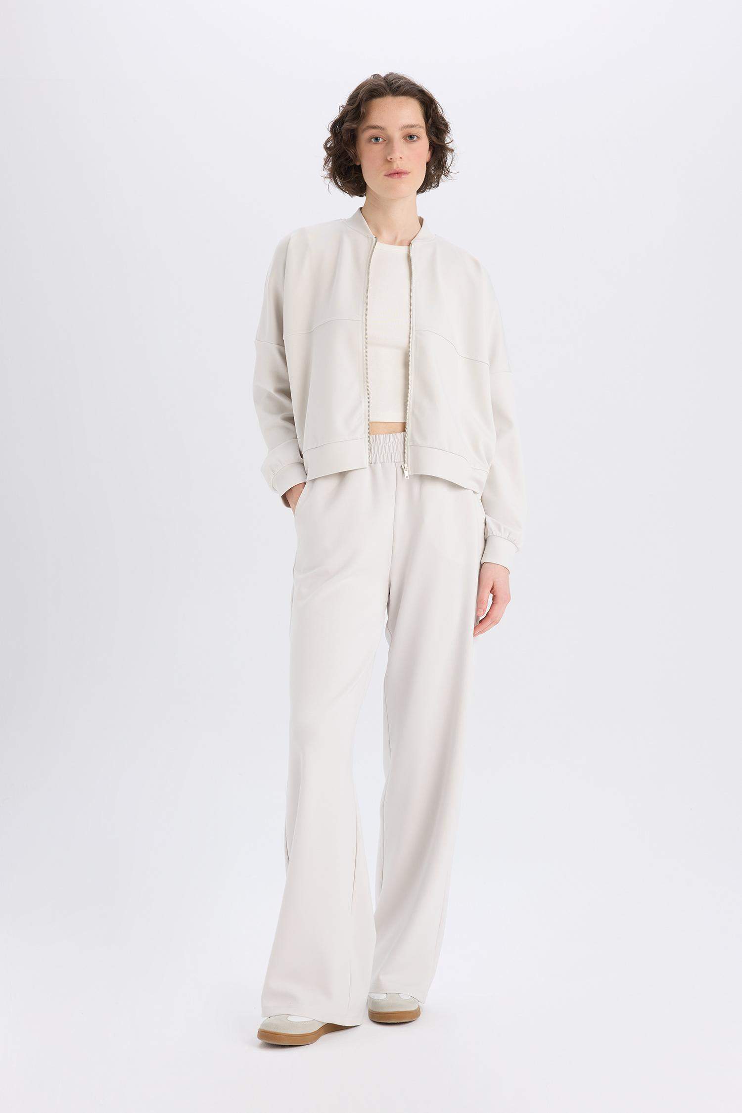 Wide Leg İnce Eşofman Altı Basic Düz Cepli Beli Lastikli Soft Touch Geniş Bol Paça