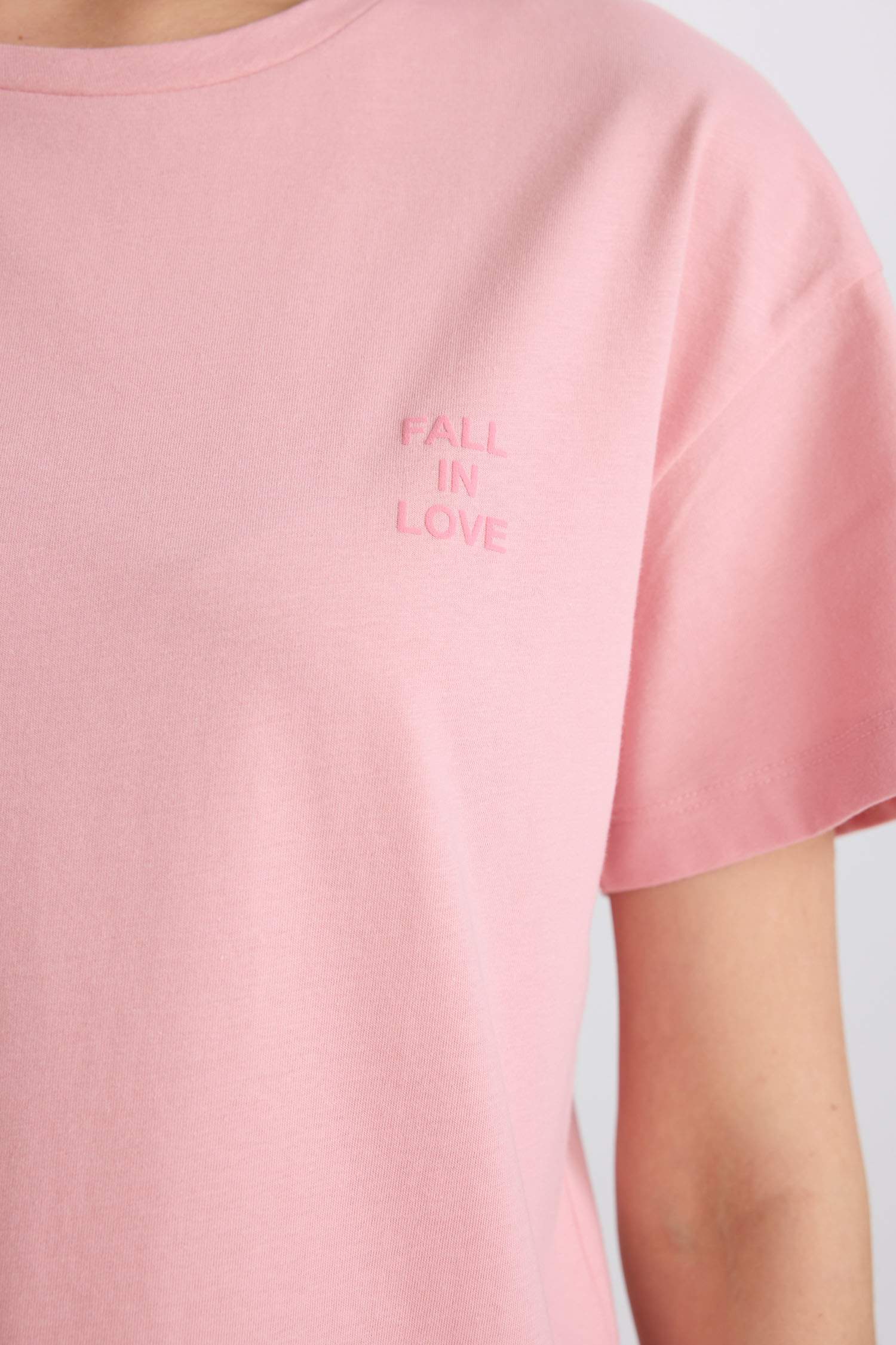 Pijama Takımı Regular Fit Kısa Kollu Üst Beli Lastikli Uzun Alt-Fall in Love