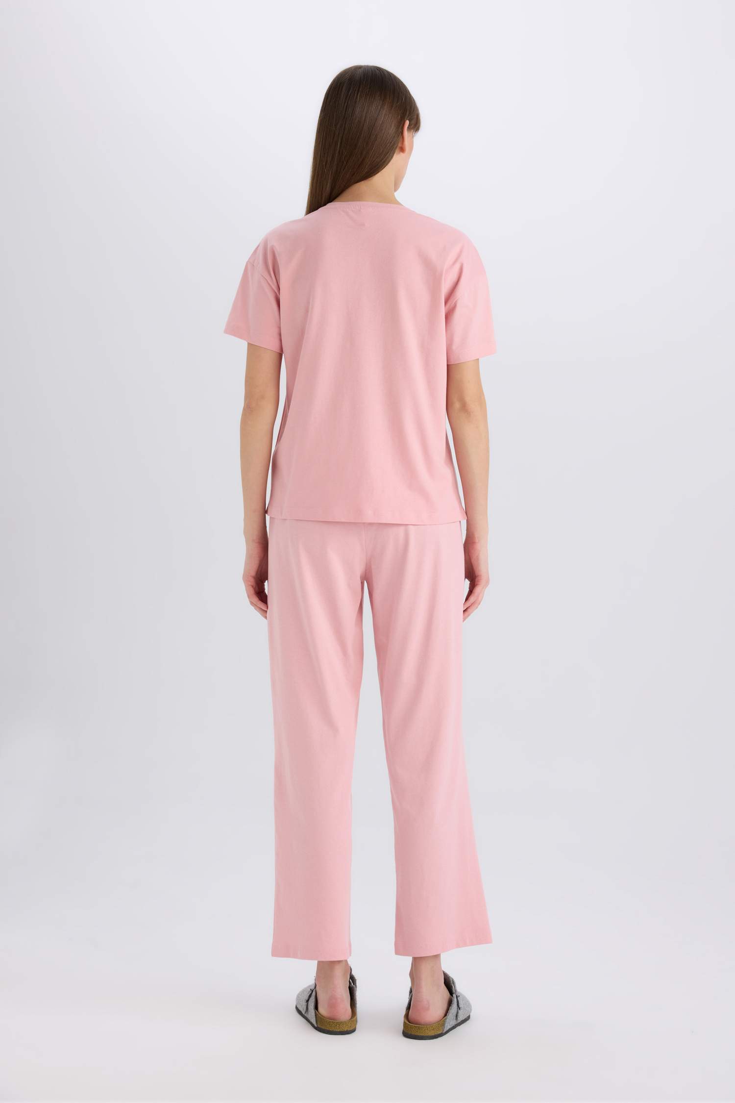 Pijama Takımı Regular Fit Kısa Kollu Üst Beli Lastikli Uzun Alt-Fall in Love