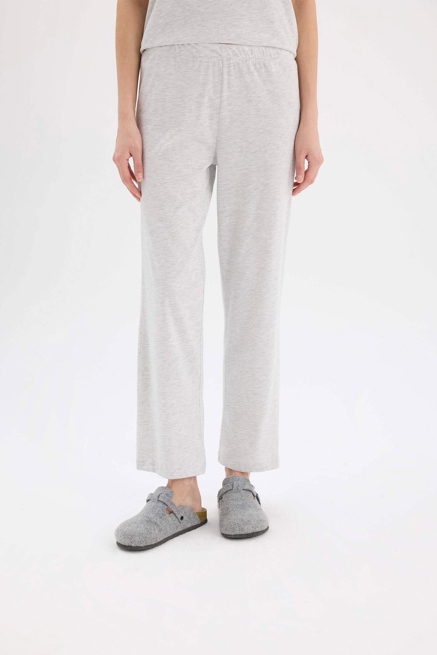 Pijama Takımı Bisiklet Yaka Kısa Kollu Üst Beli Lastikli Uzun Alt-Fall in Love