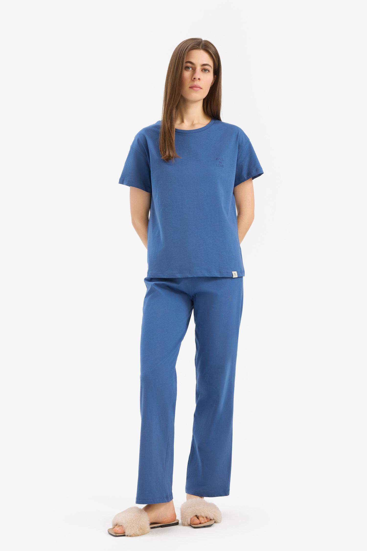 Pijama Takımı Kısa Kollu Üst Beli Lastikli Alt-Fall in Love