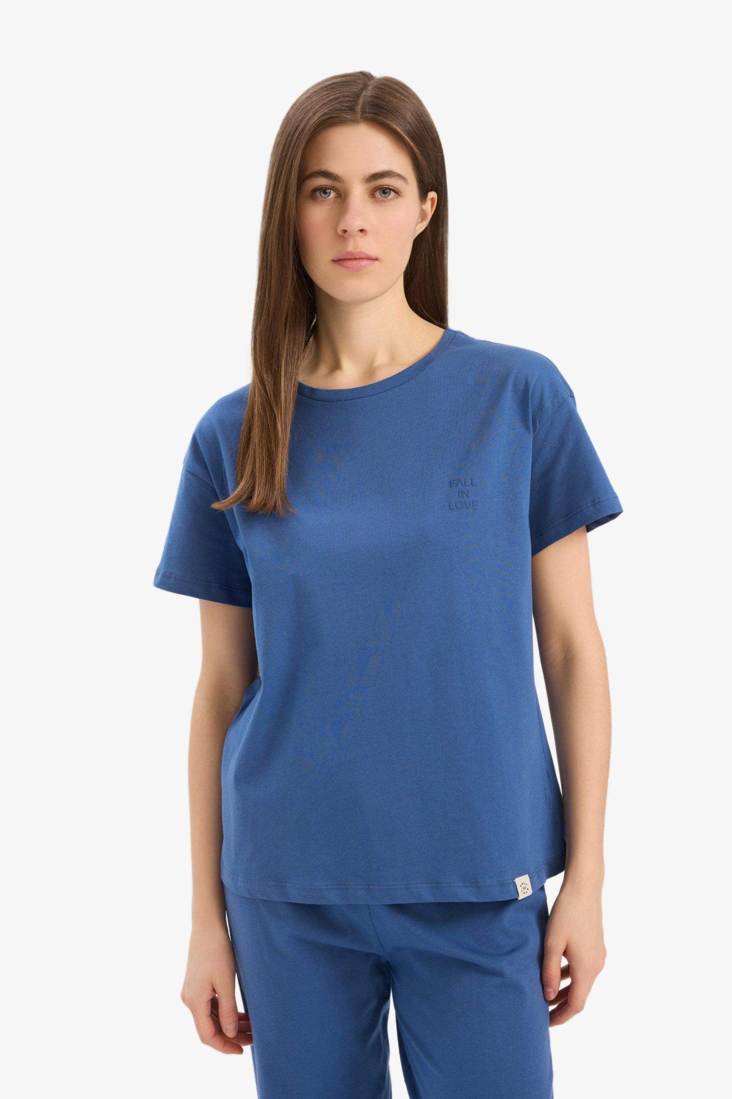 Pijama Takımı Kısa Kollu Üst Beli Lastikli Alt-Fall in Love