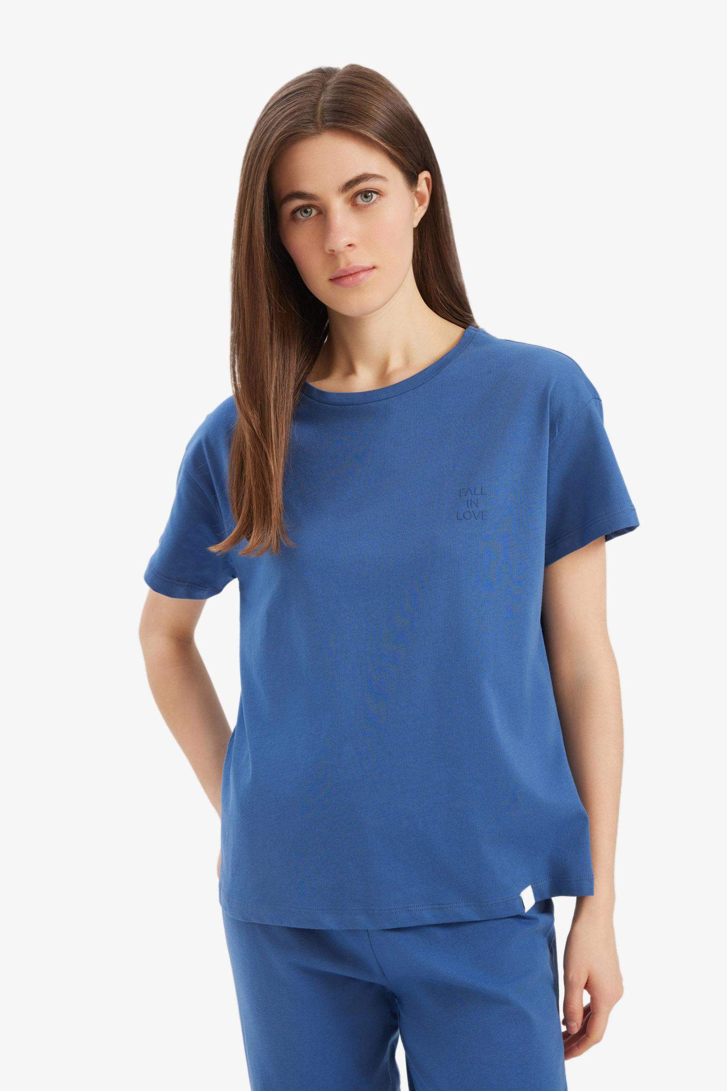 Pijama Takımı Kısa Kollu Üst Beli Lastikli Alt-Fall in Love