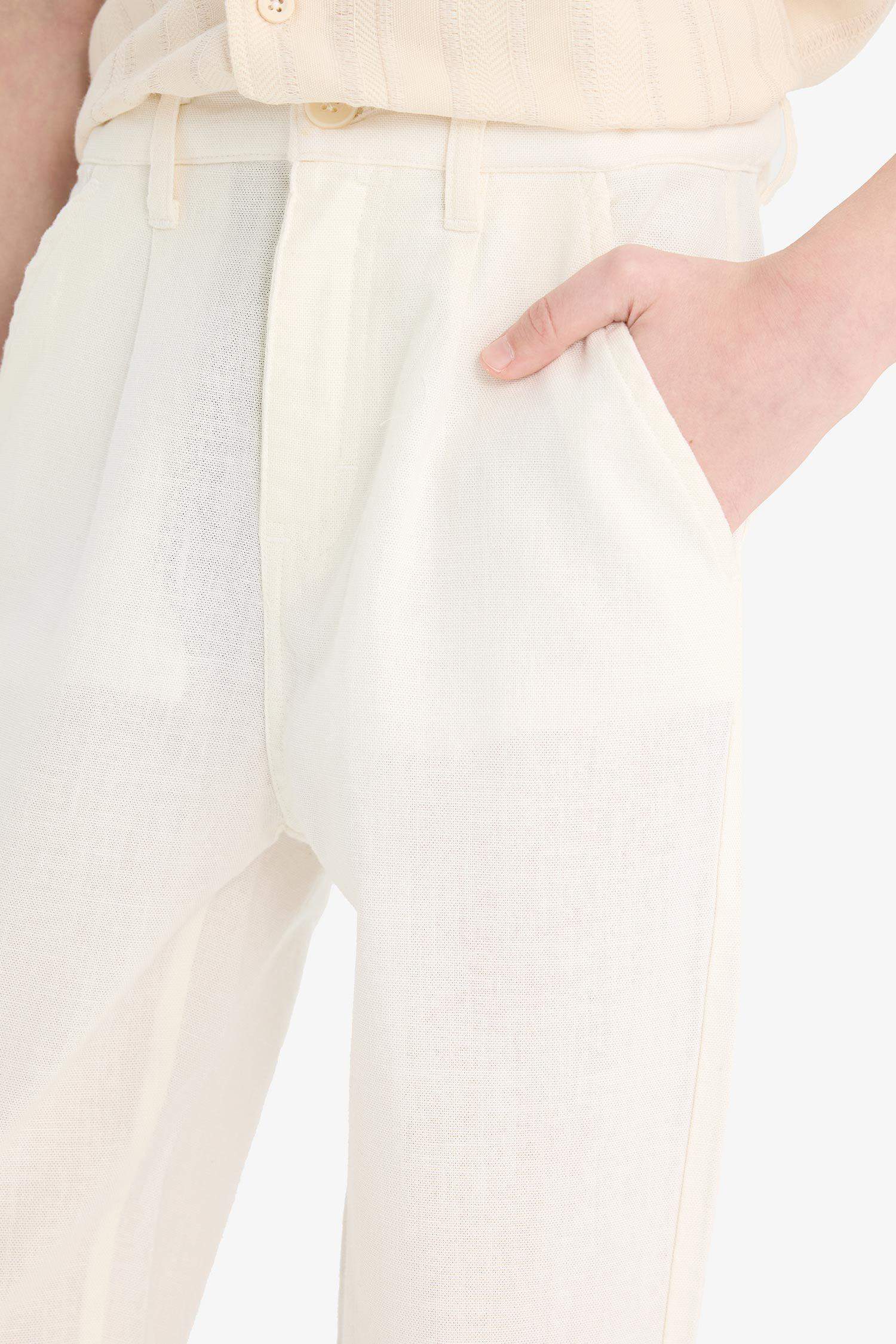 Брюки для мальчиков каррот-фит со стандартными штанинами и льняным эффектом