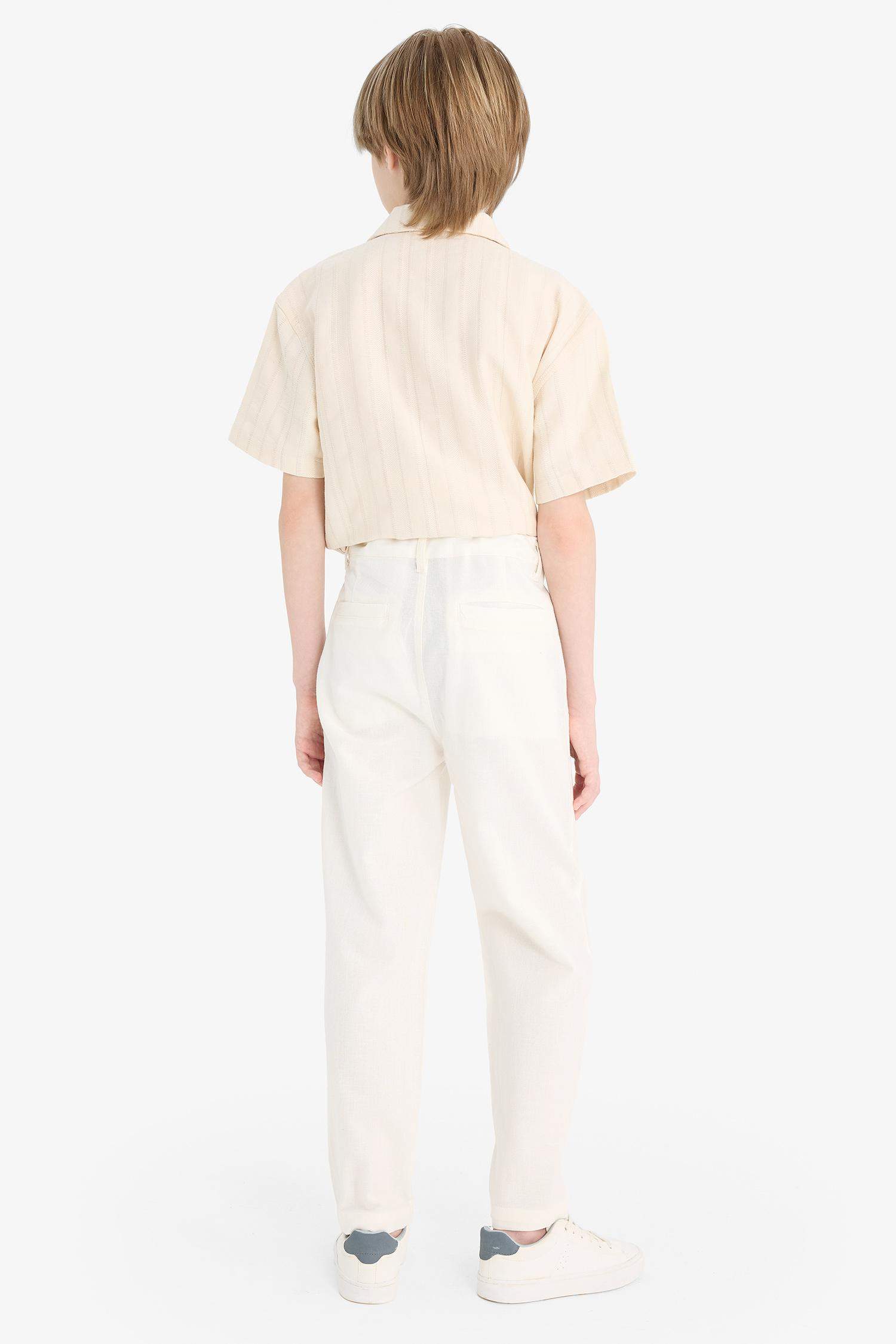 Брюки для мальчиков каррот-фит со стандартными штанинами и льняным эффектом