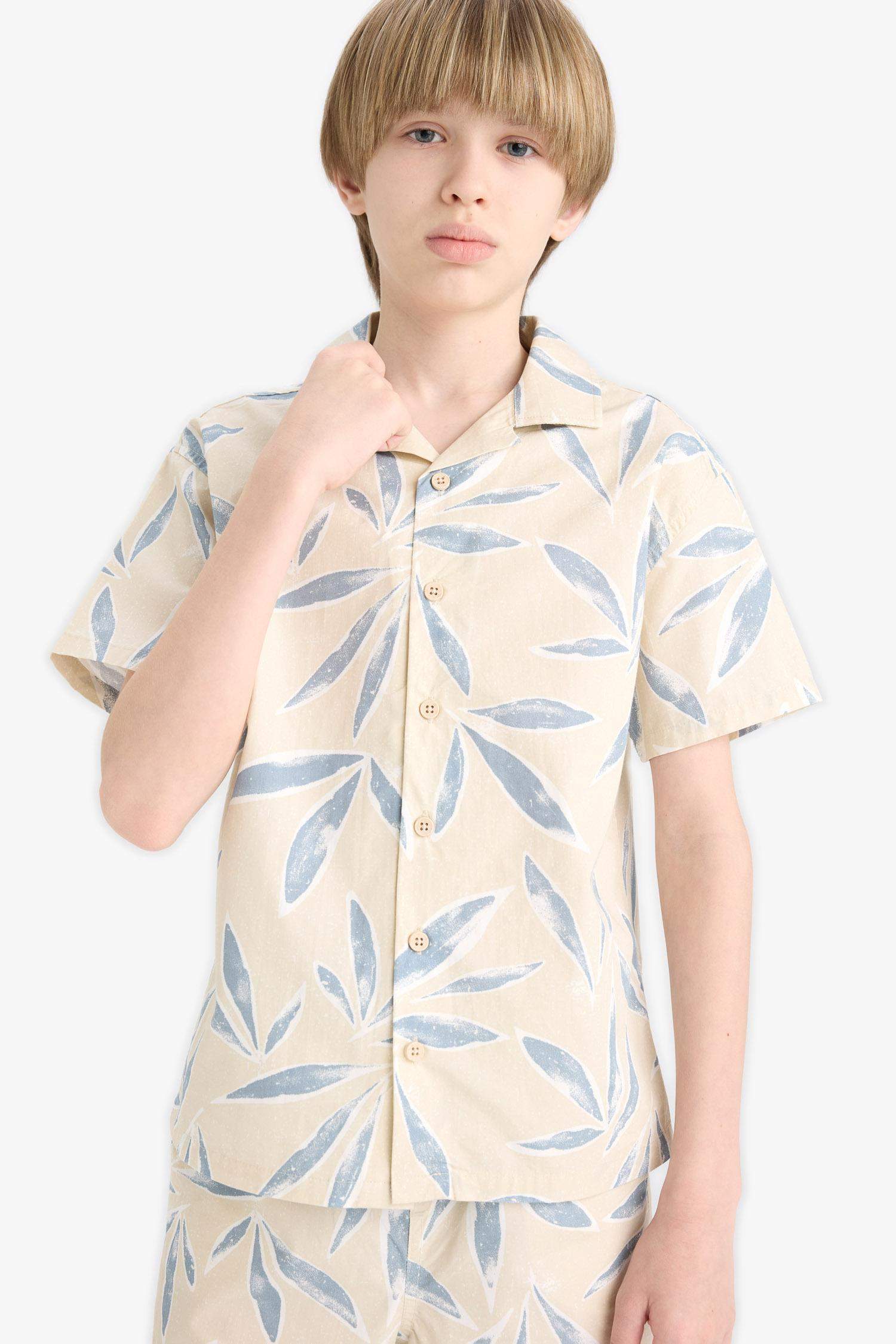 Рубашка из поплина с коротким рукавом и воротником поло в стиле оверсайз для мальчиков